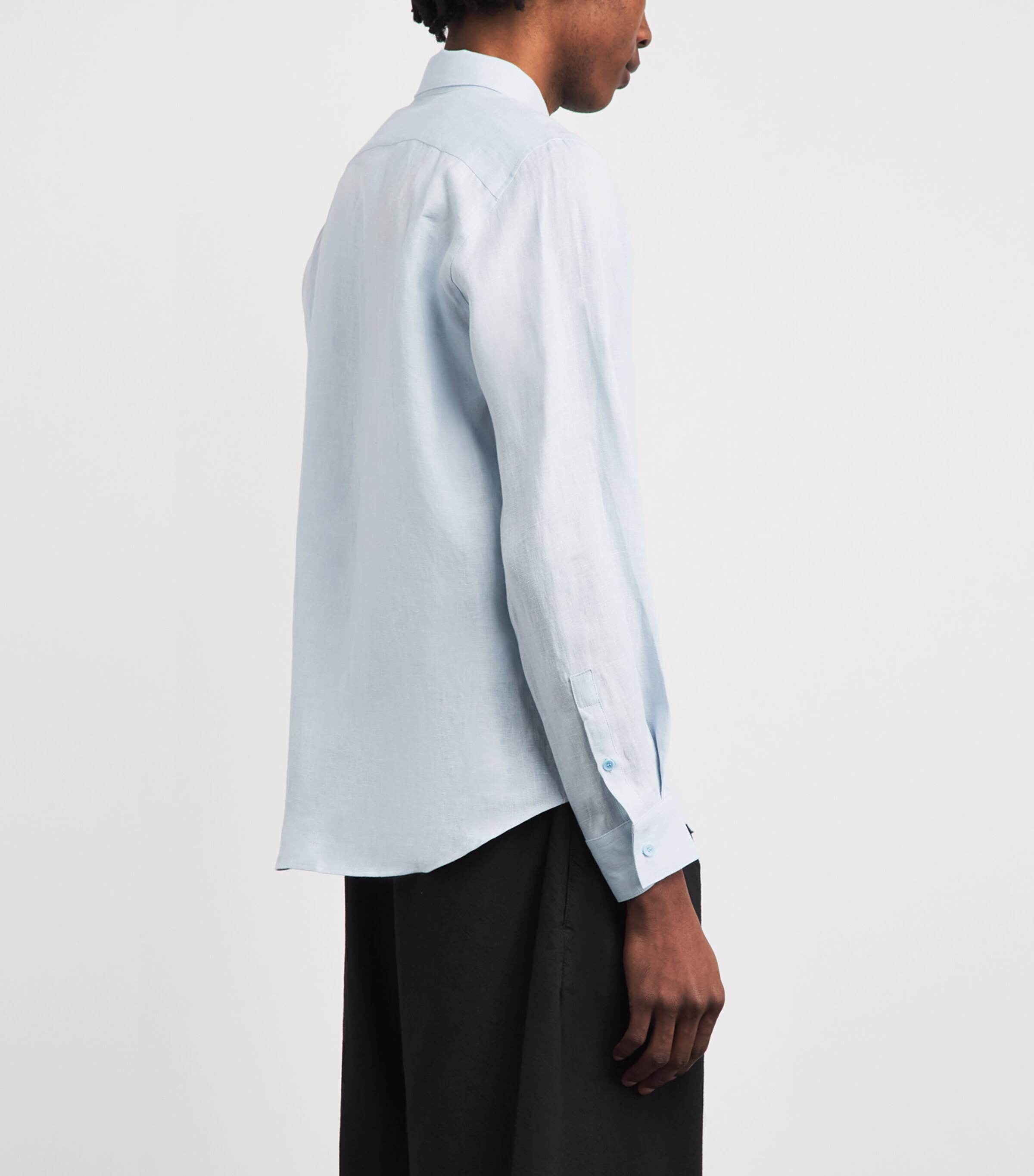 Sandro Paris Mens Linen Shirt Sky Blue Image 5