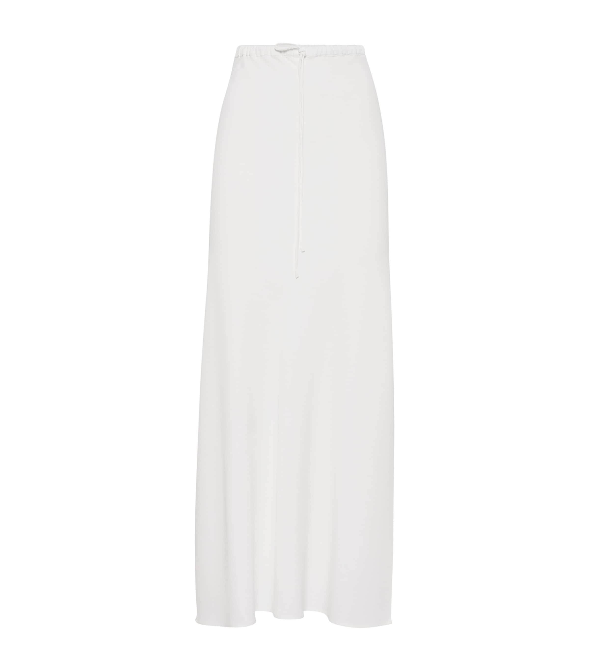 Brunello Cucinelli Cotton Crepe Double Twill Maxi Column Skirt In Beige