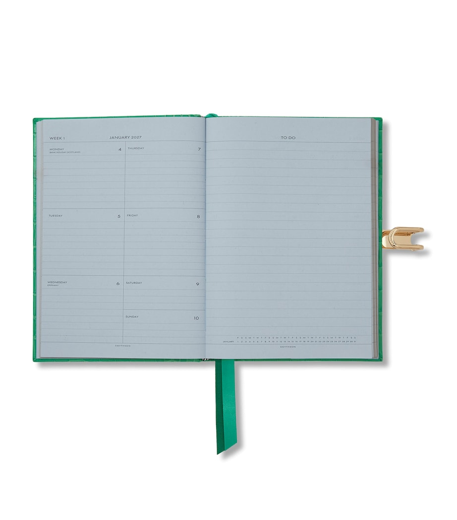 Smythson Leather Soho Weekly Diary 2027 Jade Image 2