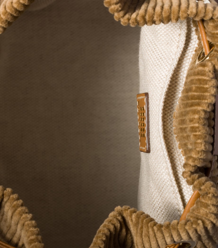 Medium Corduroy Leather-Trim Backpack F0401 Image 6