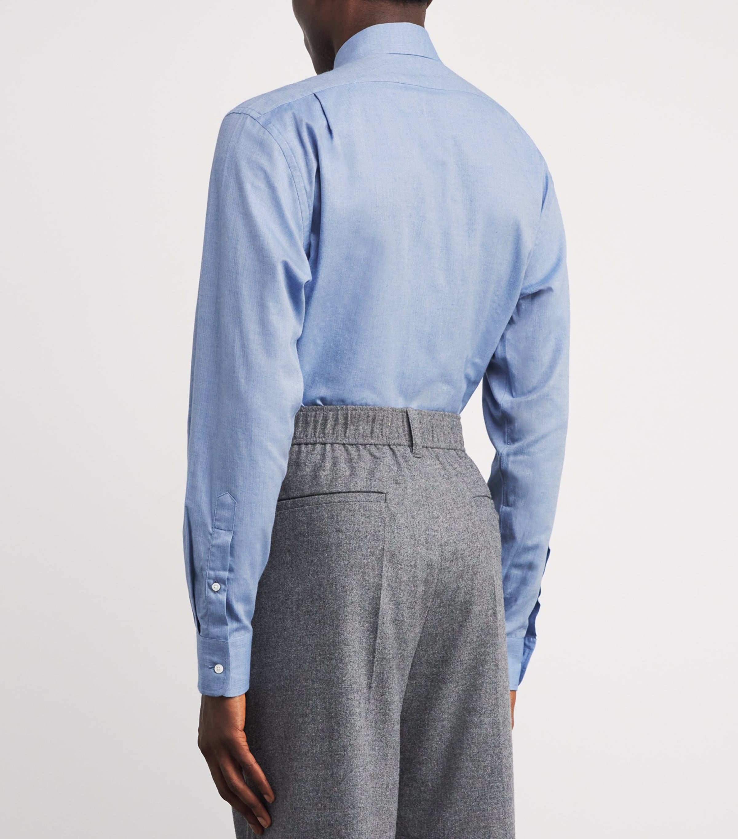 Cotton Herringbone Aston Dress Shirt BLUE Image 4