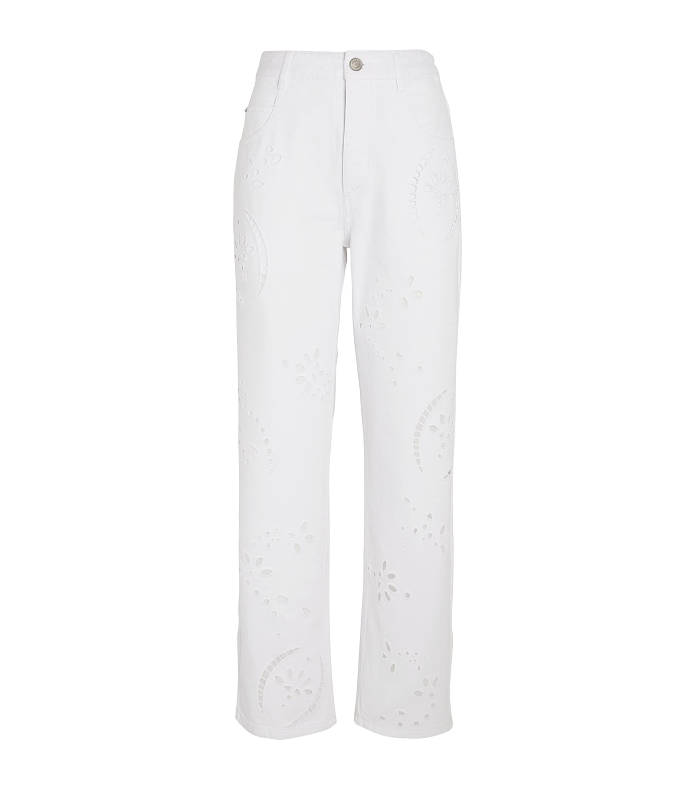 Shop Isabel Marant Embroidered Irina Jeans In White