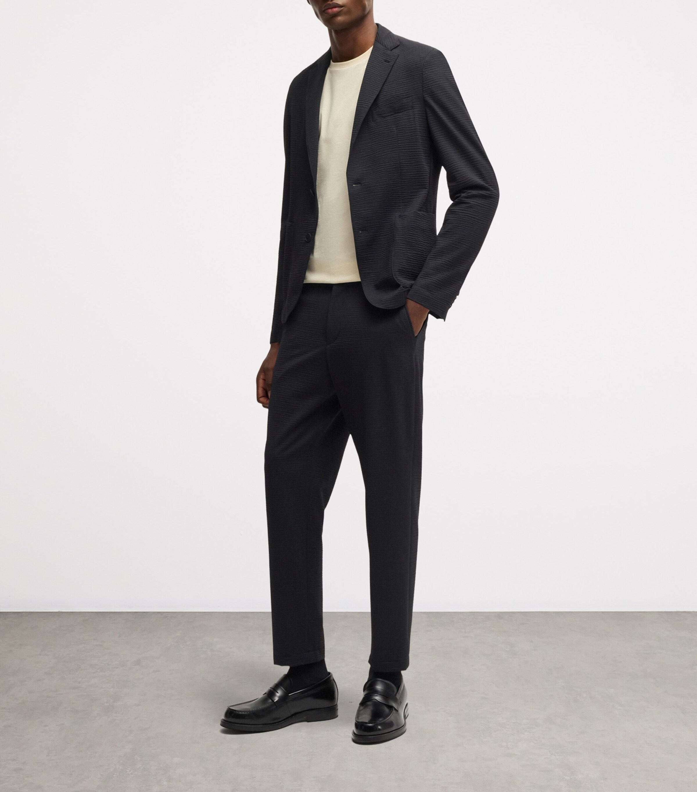 Seersucker Slim Blazer 001 Image 6