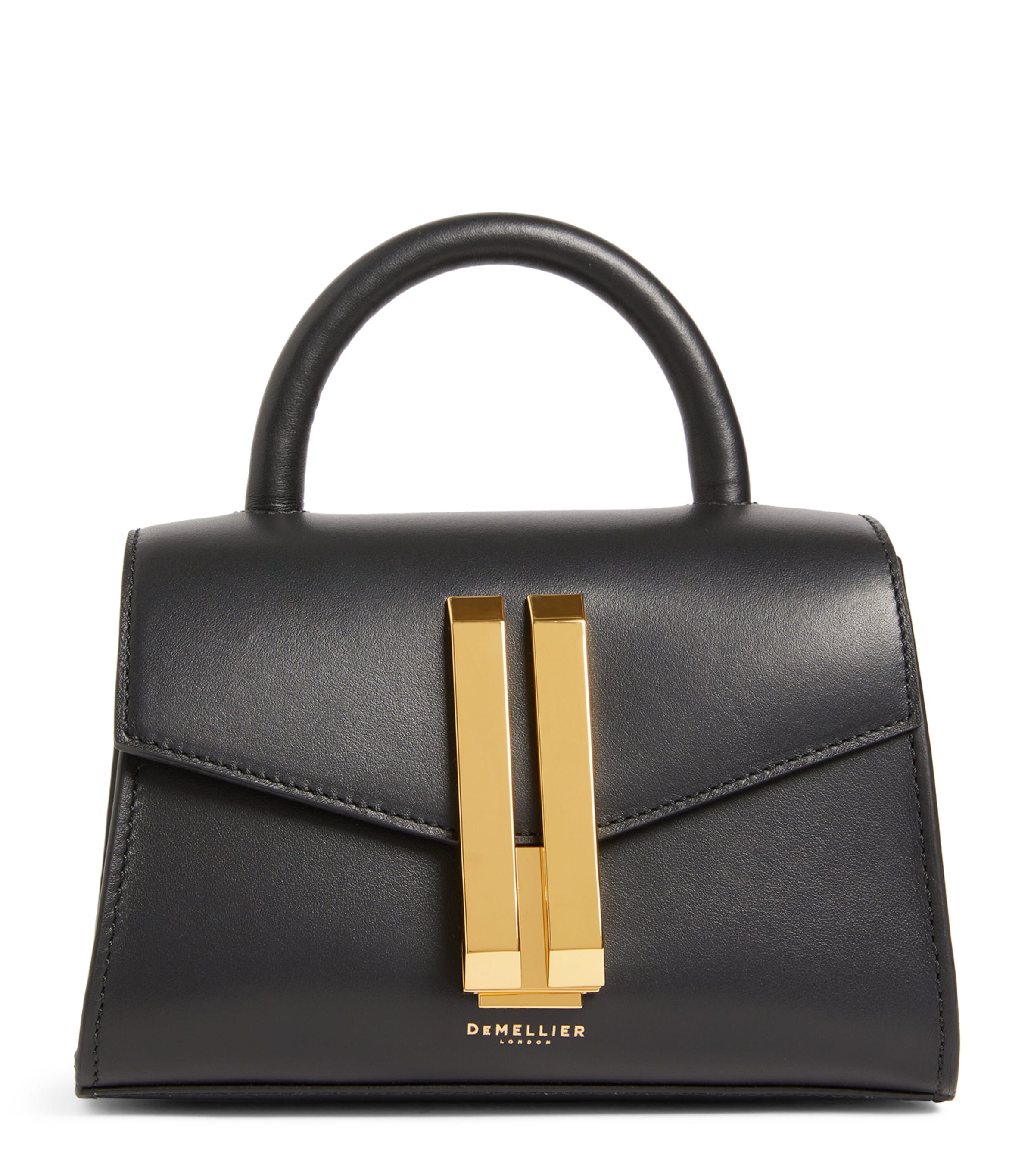 Demellier Nano Leather Montreal Top-handle Bag In Black