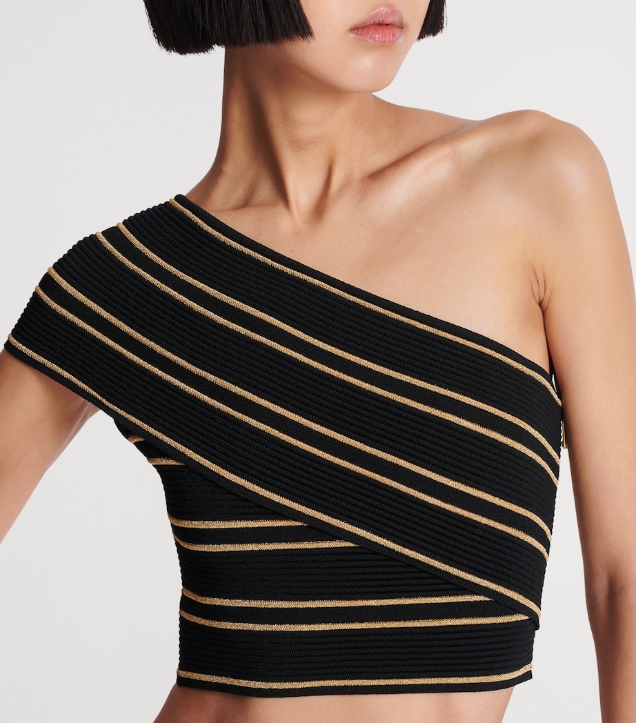 Metallic One-Shoulder Top EAD NOIR/OR Image 7
