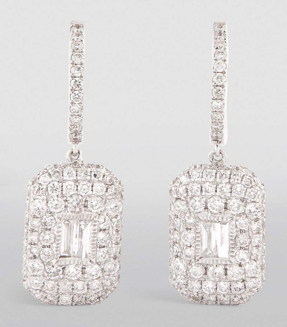 White Gold and Diamond New Modern Drop Earrings WHITE GOLD Image 2