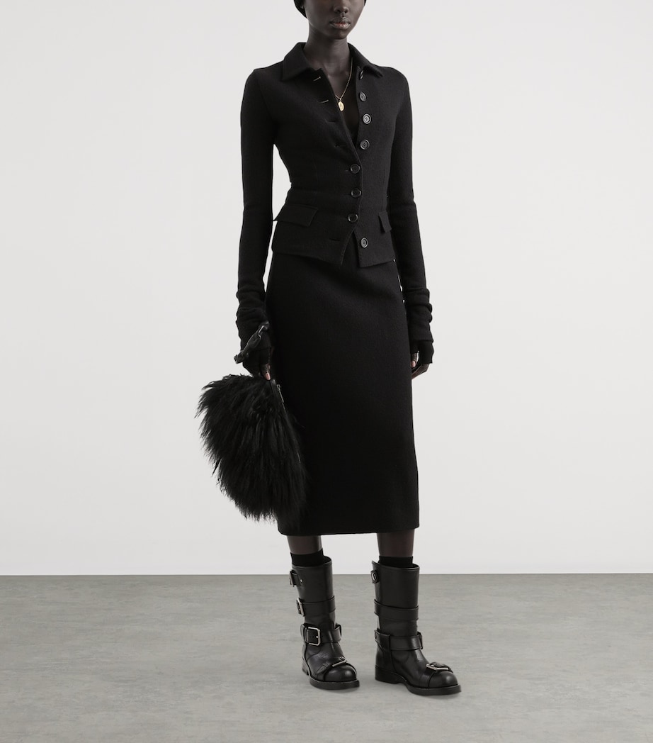 Virgin Wool Midi Skirt N0000-BLACK Image 2