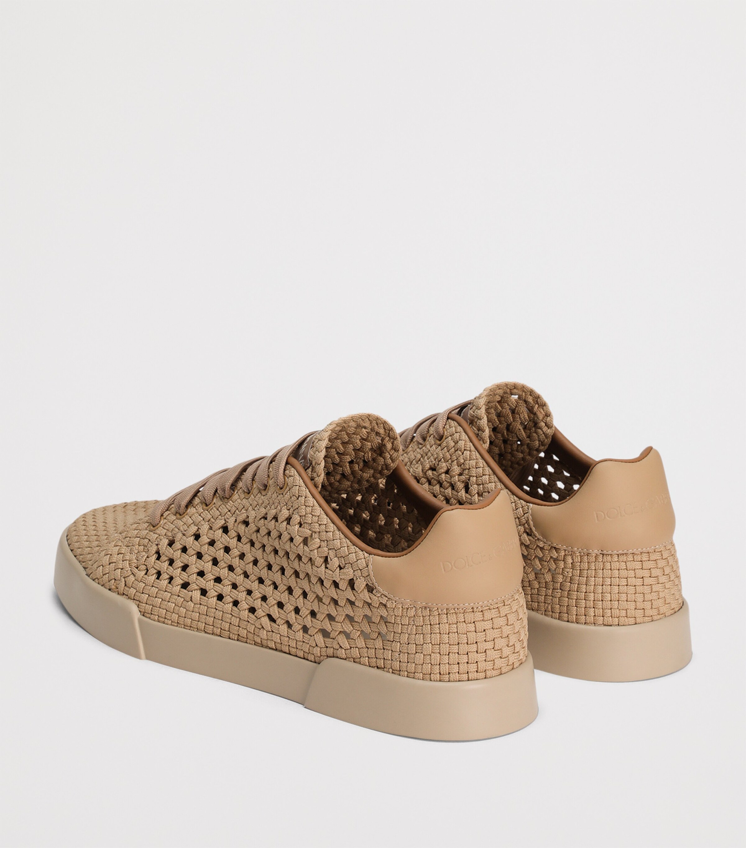 Dolce&Gabbana Woven Portofino Sneakers Beige/beige Image 3