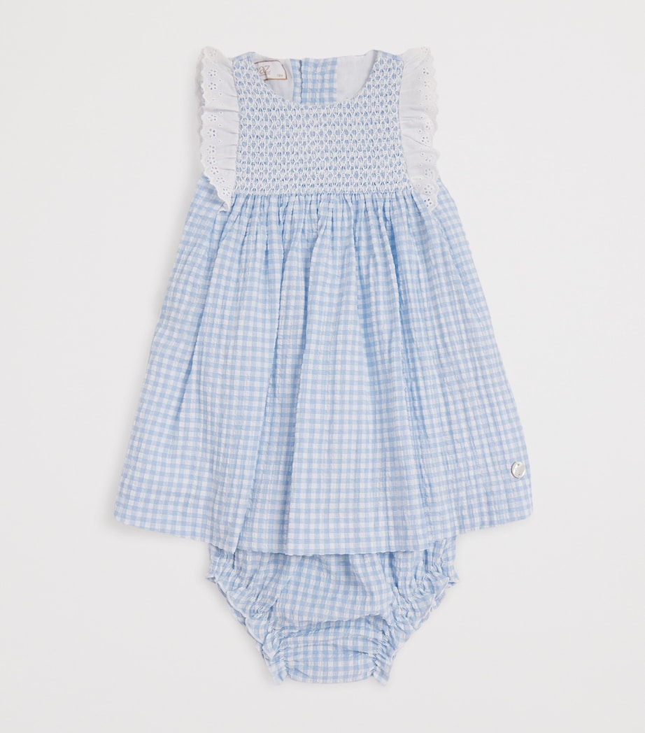 Cotton-Blend Gingham Dress and Bloomers Set (3-36 Months) 801 T1698 SKY BLUE Image 3
