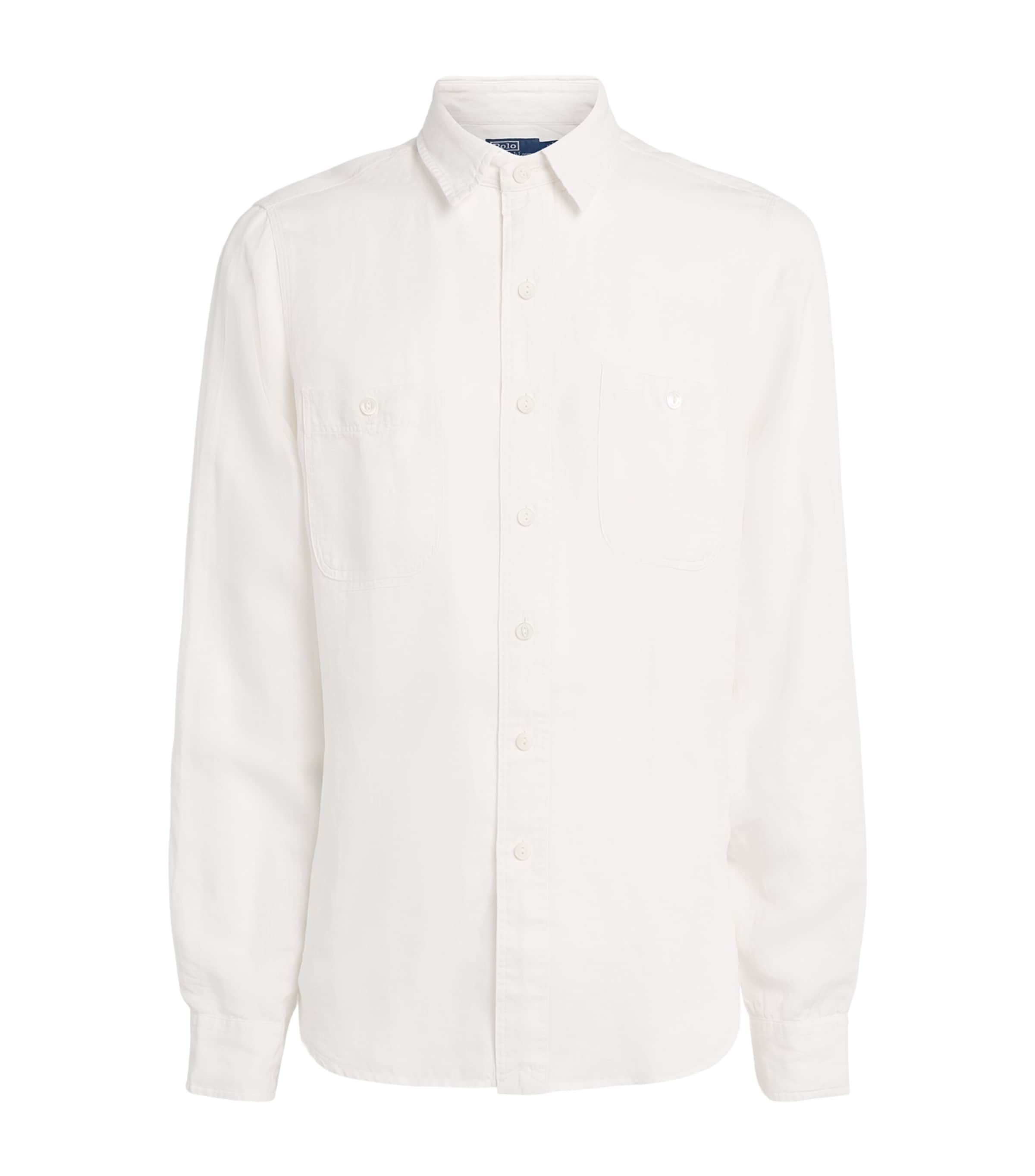 Polo Ralph Lauren Mens Linen-Silk Classic Fit Shirt White Image 1