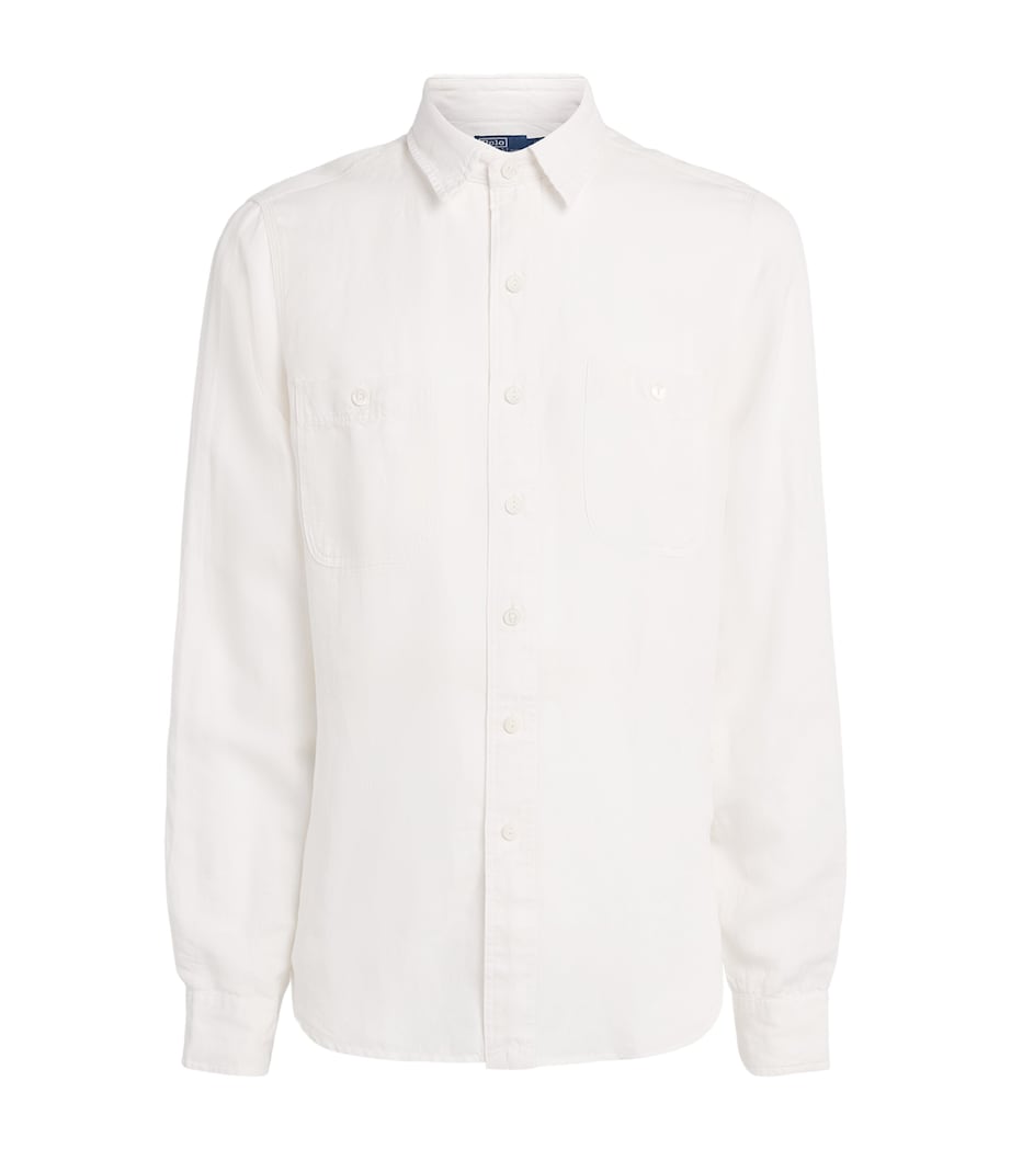 Polo Ralph Lauren Mens Linen-Silk Classic Fit Shirt White Image 1