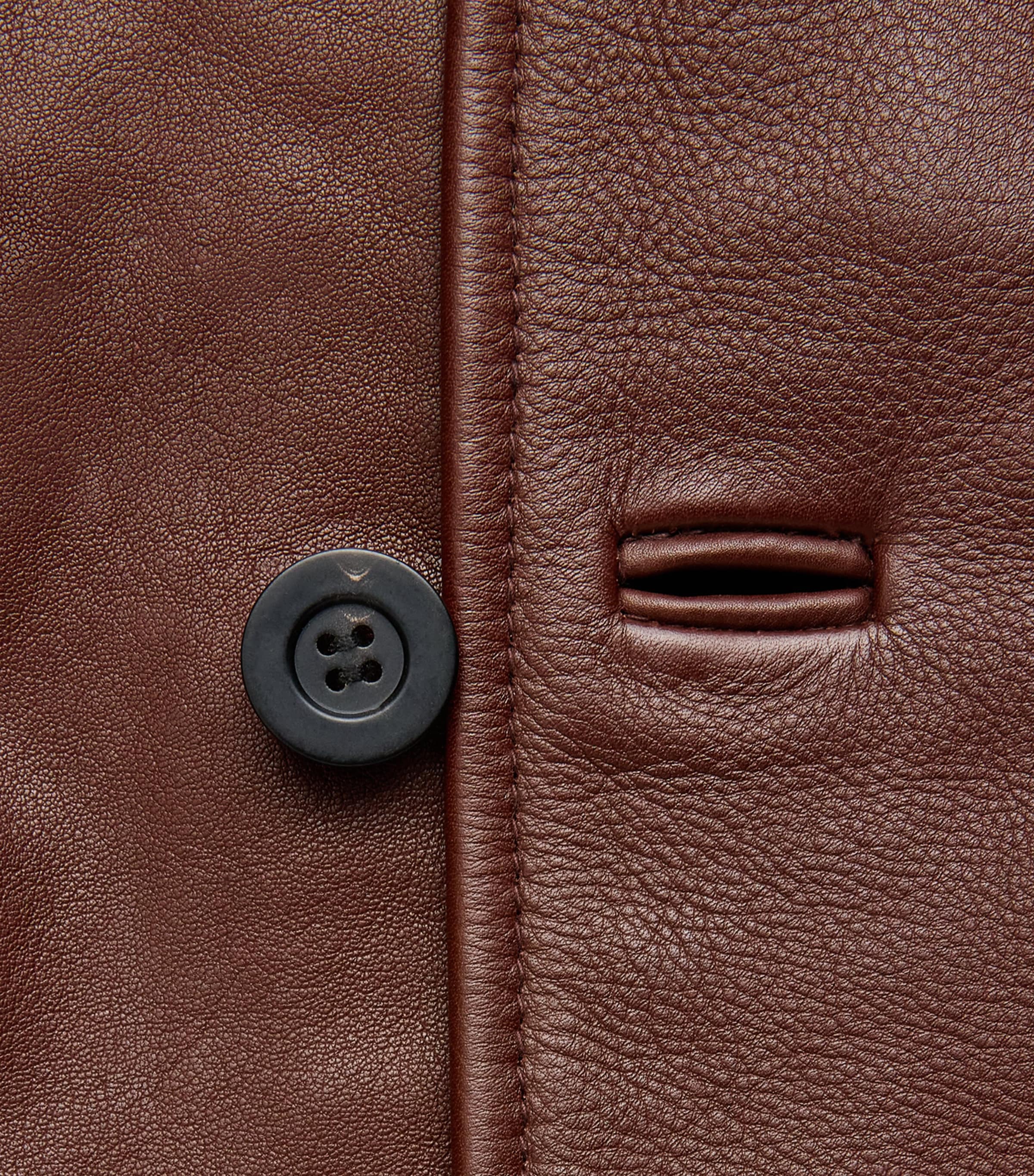 Studio Nicholson Mens Landau Leather Jacket Chestnut Image 6