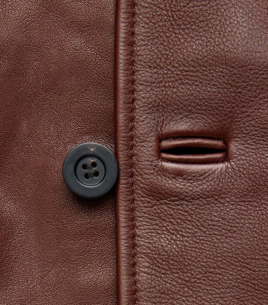 Studio Nicholson Mens Landau Leather Jacket Chestnut Image 6