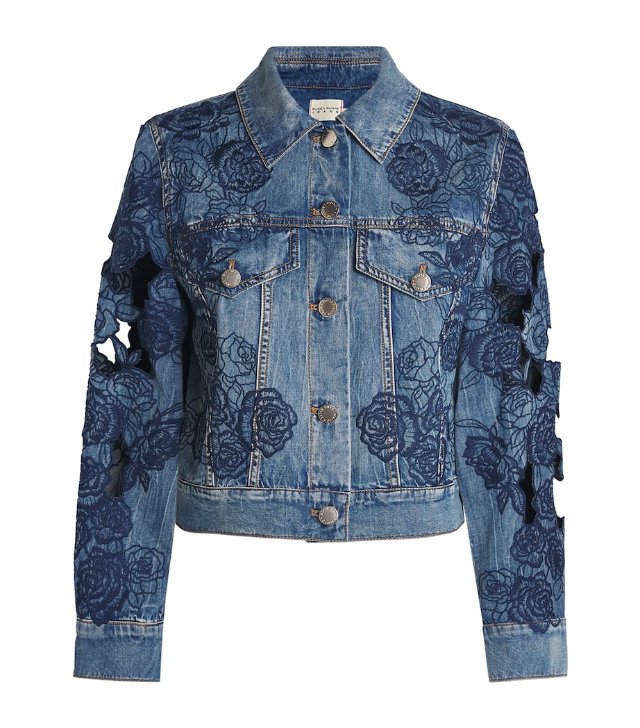 Alice+Olivia Womens Chloe Denim Jacket Brooklyn Blue Image 1