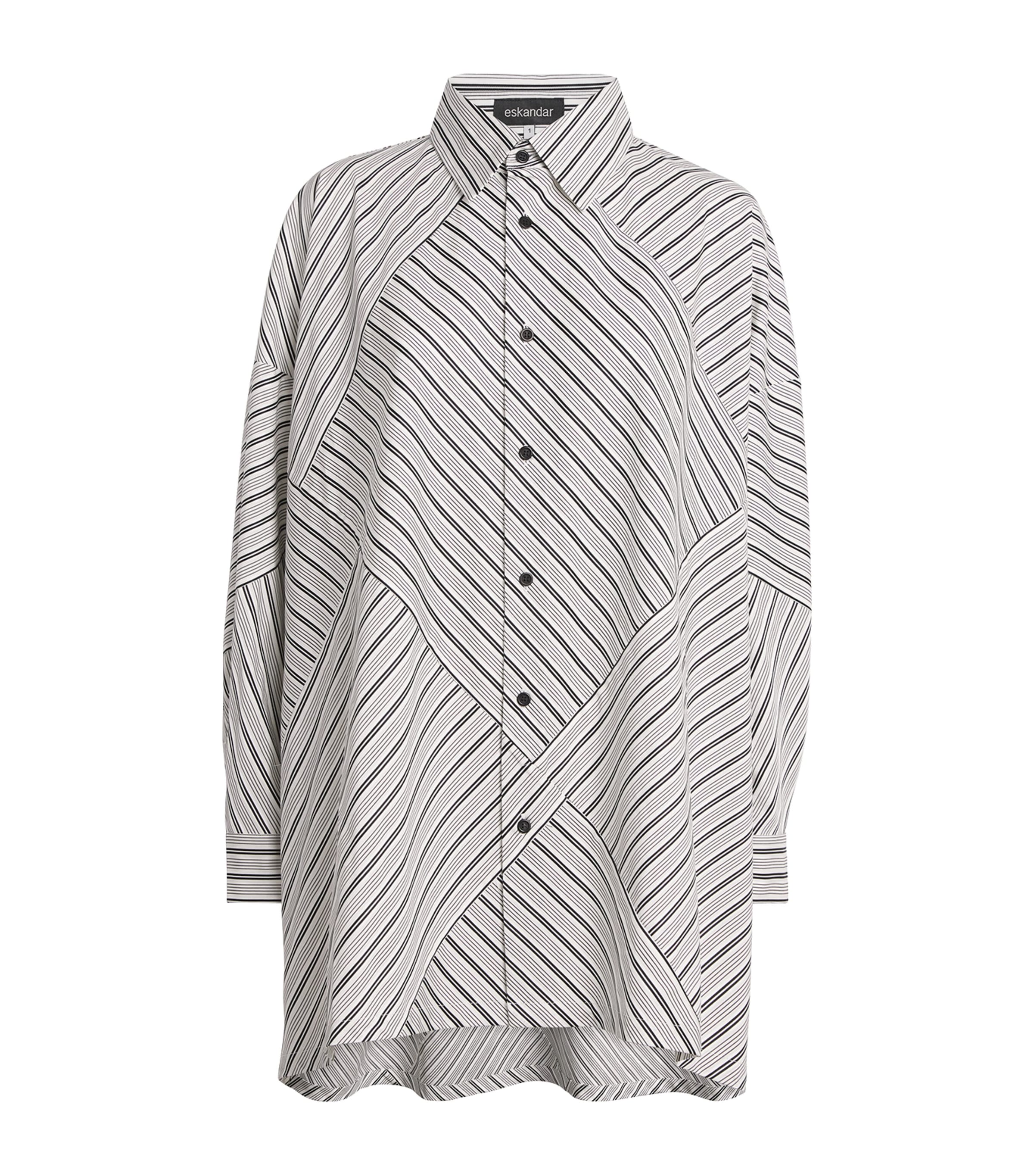 Eskandar Cotton Stripe Shirt In White
