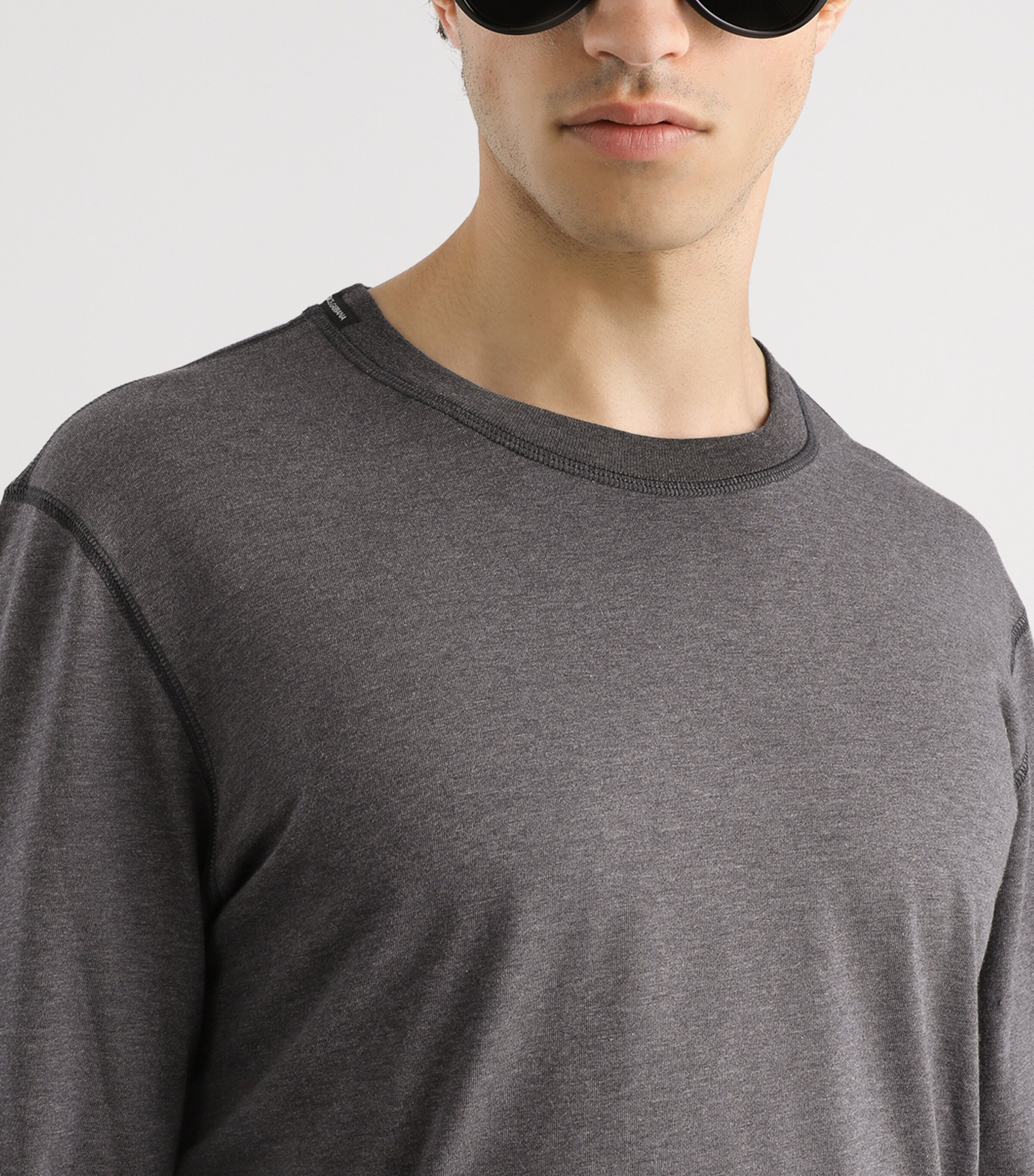Cotton Long-Sleeve T-Shirt S8292-MELANGE GREY Image 3