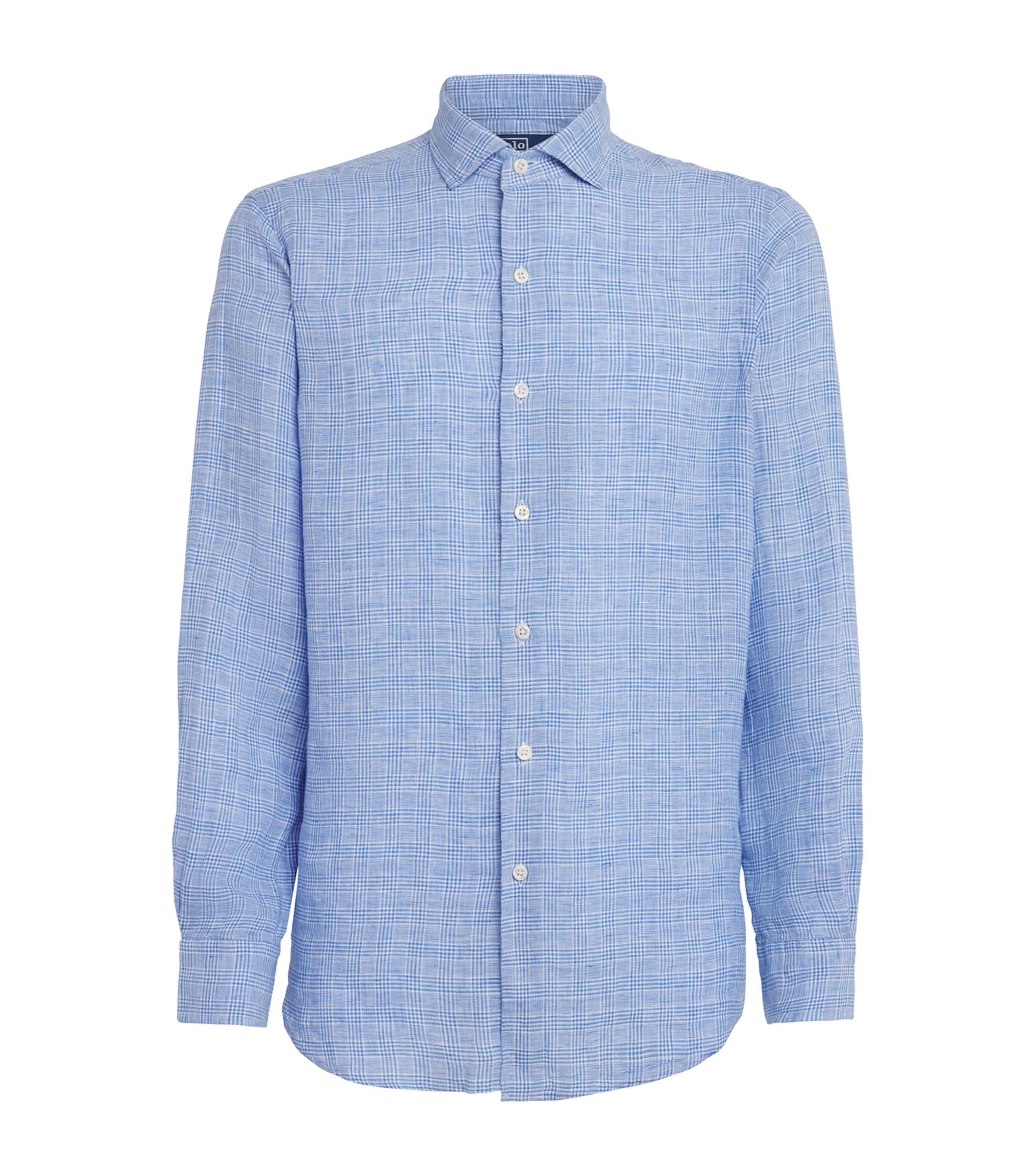 Polo Ralph Lauren Mens Linen Check Shirt Blue Wht Multi Image 1