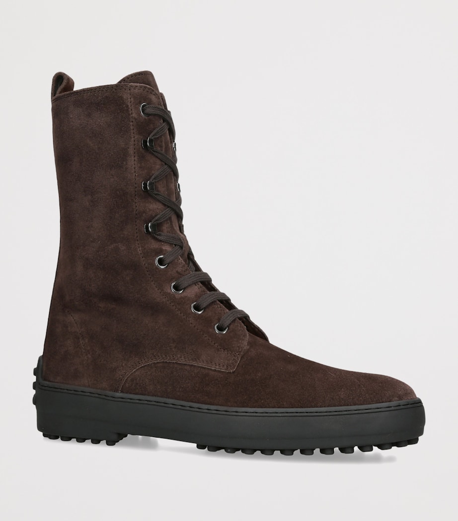 Tod's Suede Winter Gommino Lace-Up Ankle Boots Dark Brown Image 2