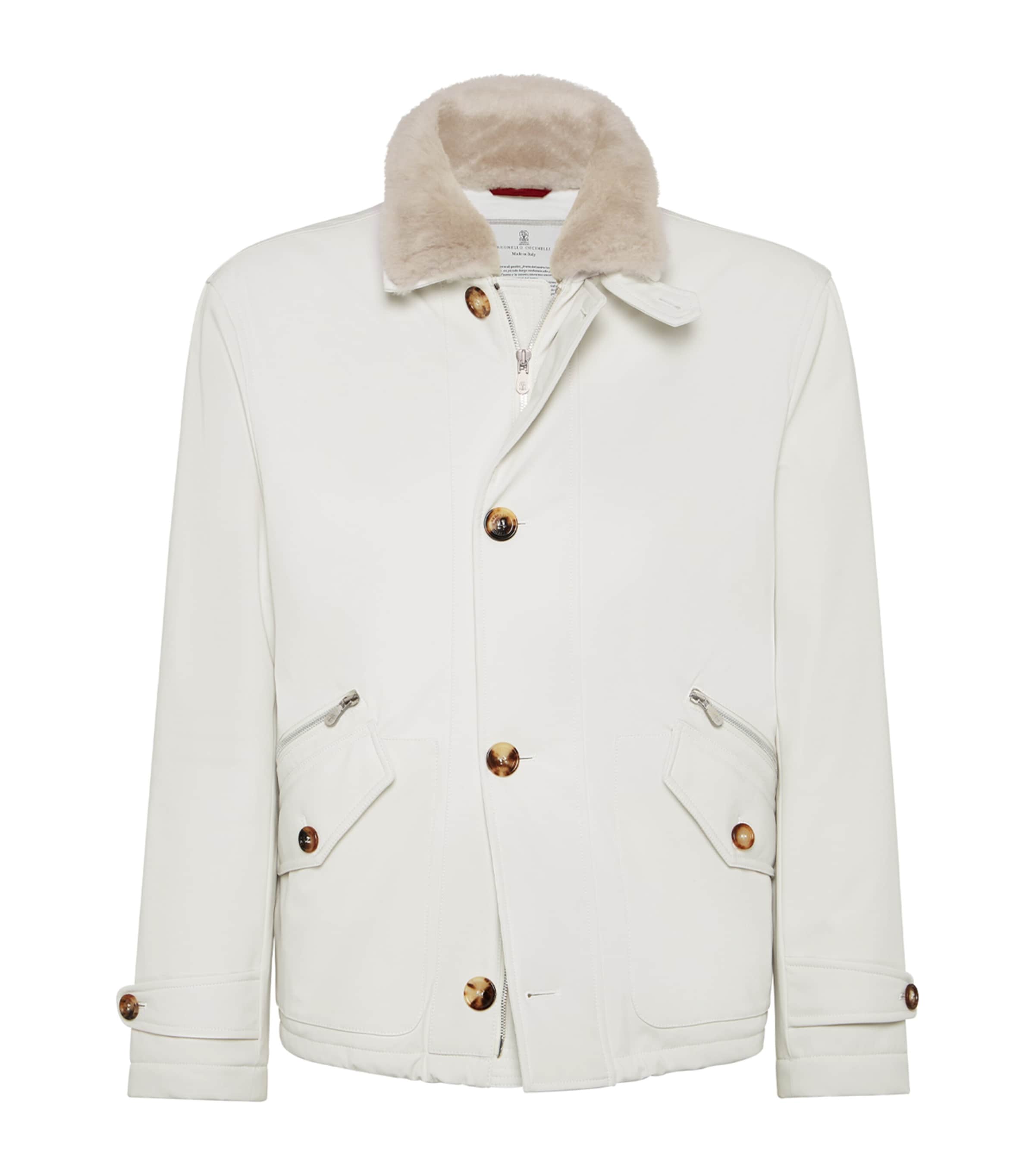 Padded Shearling-Collar Bomber Jacket CAV72 Image 1