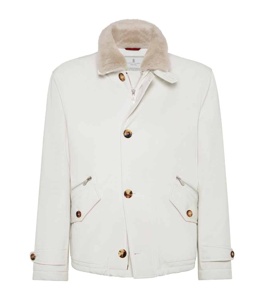 Padded Shearling-Collar Bomber Jacket CAV72 Image 1