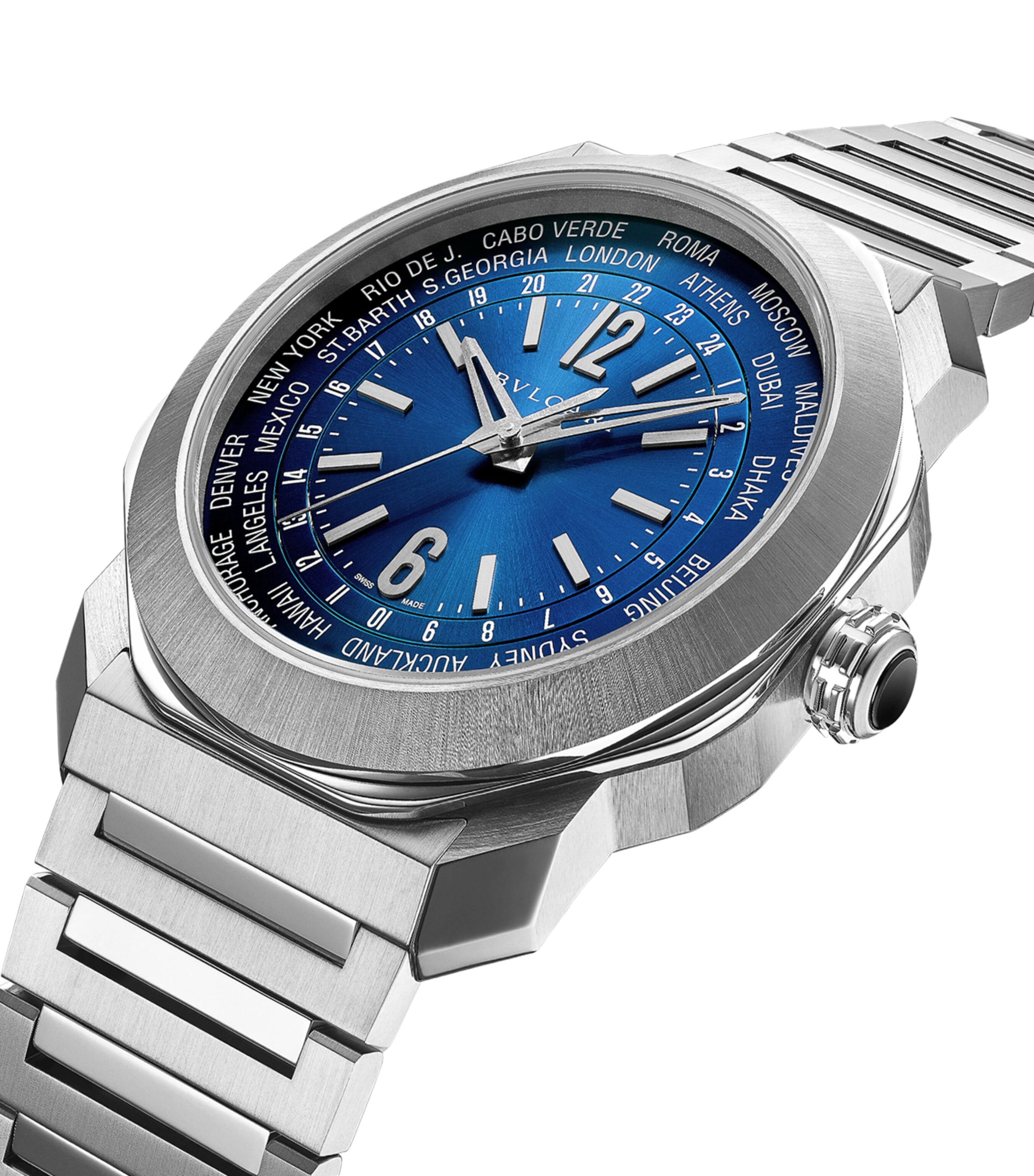 Steel Octo Roma WorldTimer Watch 41mm BLUE Image 2