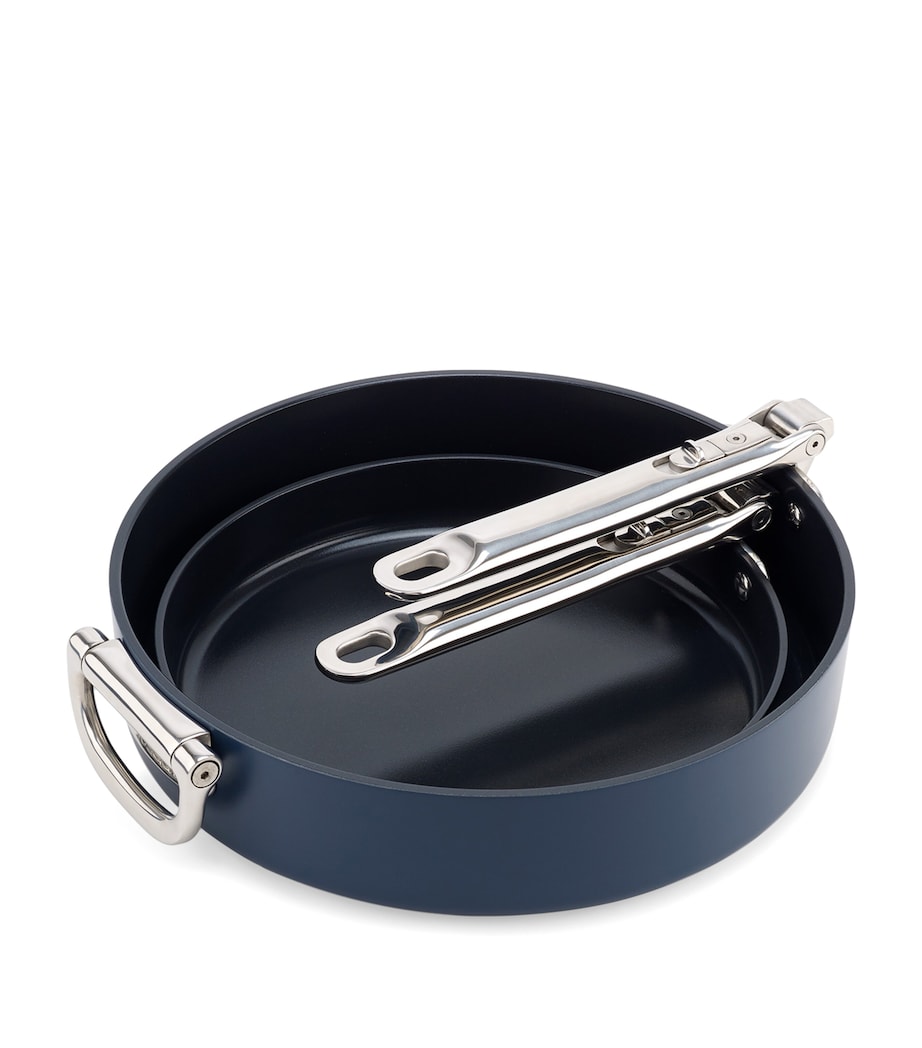 Set of 2 Space Non-Stick Folding Handle Frying Pans MIDNIGHT BLUE Image 5