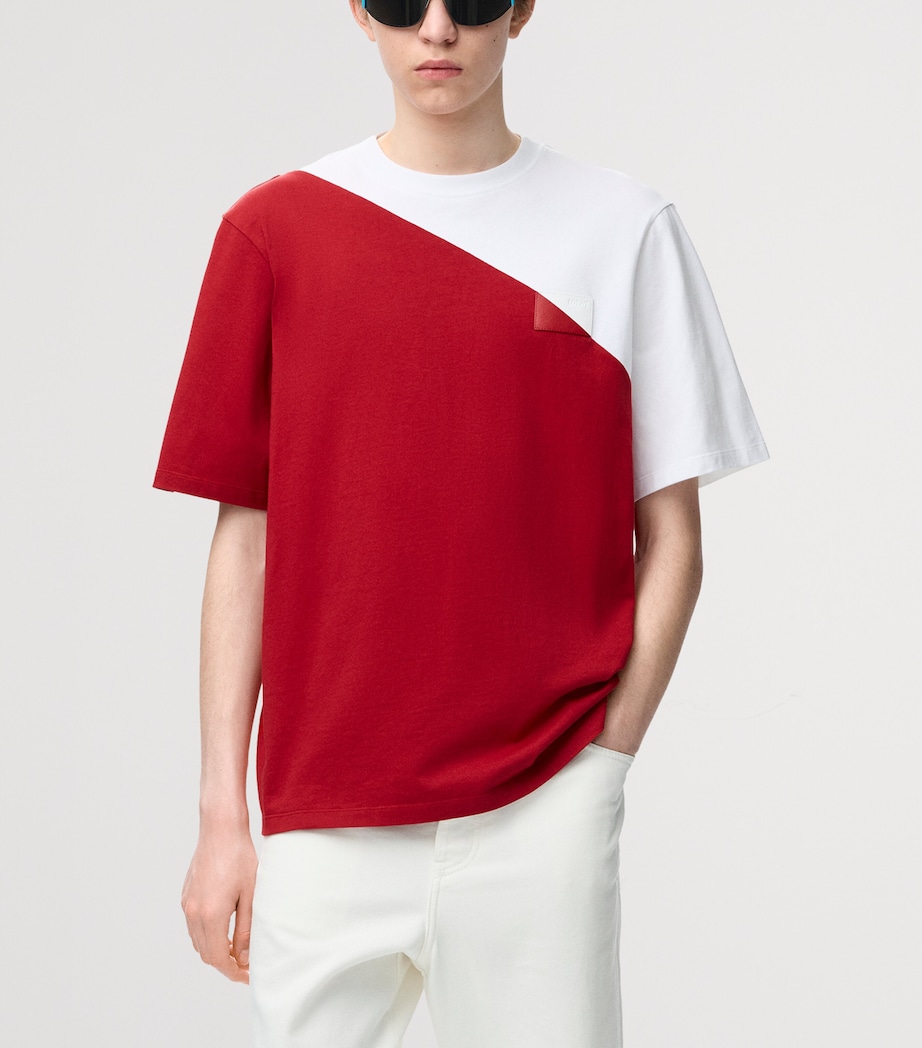 LOEWE Mens Cotton Relaxed T-Shirt White/red Image 3