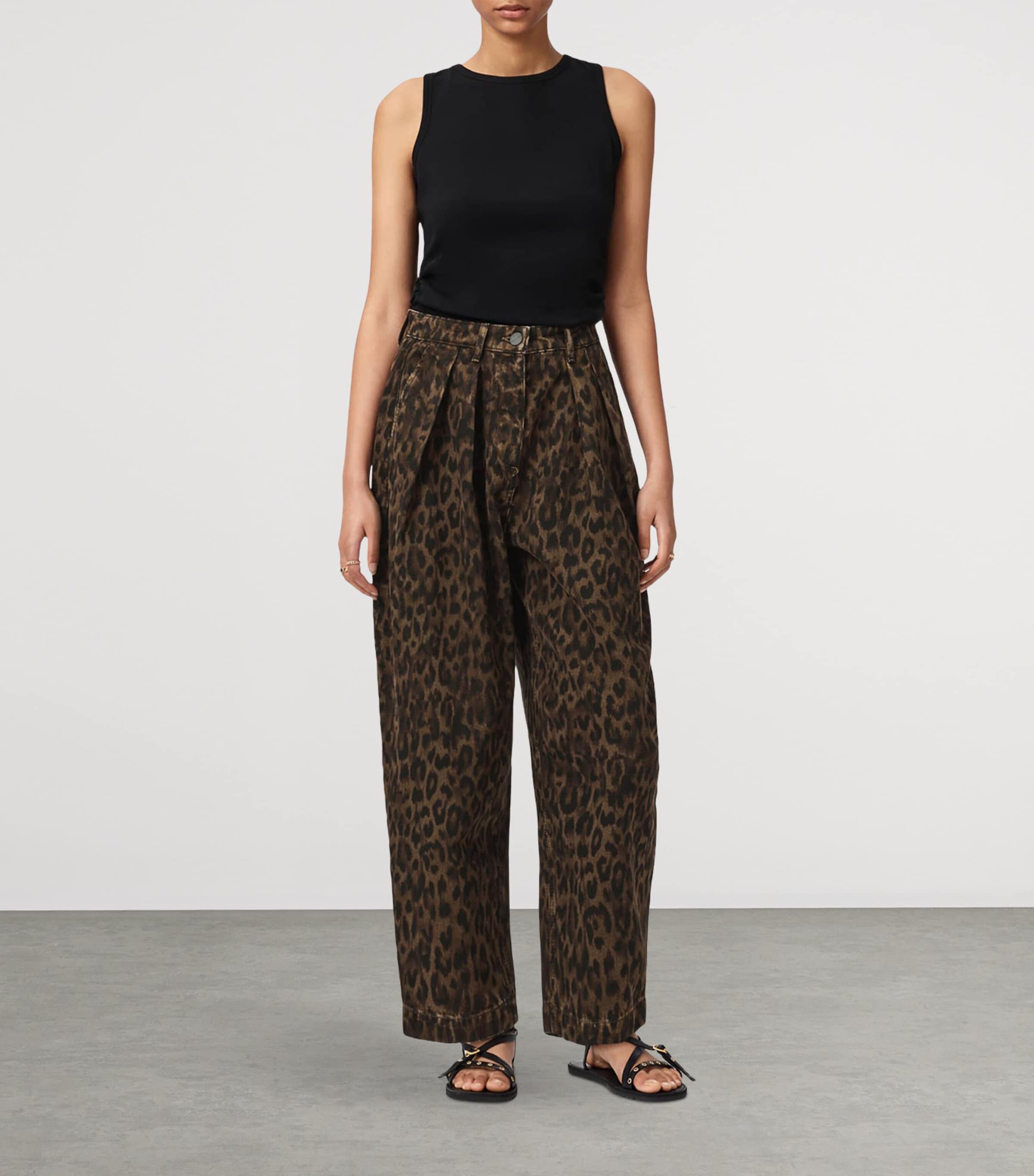 AllSaints Womens Becca High-Rise Barrel-Leg Jeans Leppo Brown Image 2