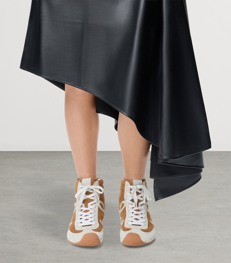 Leather Ballet Runner 2.0 High-Top Sneakers TAN/WHITE Image 2