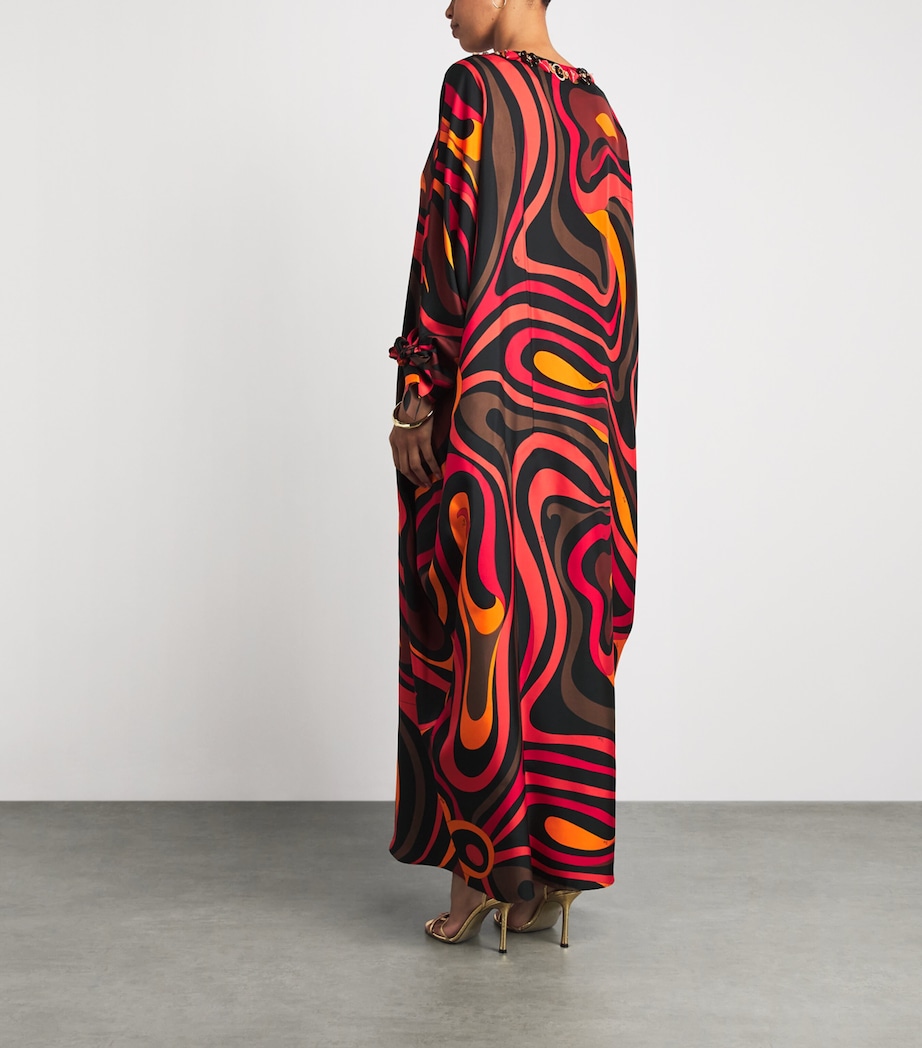 PUCCI Womens Silk Marmo Print Kaftan Orange Image 4