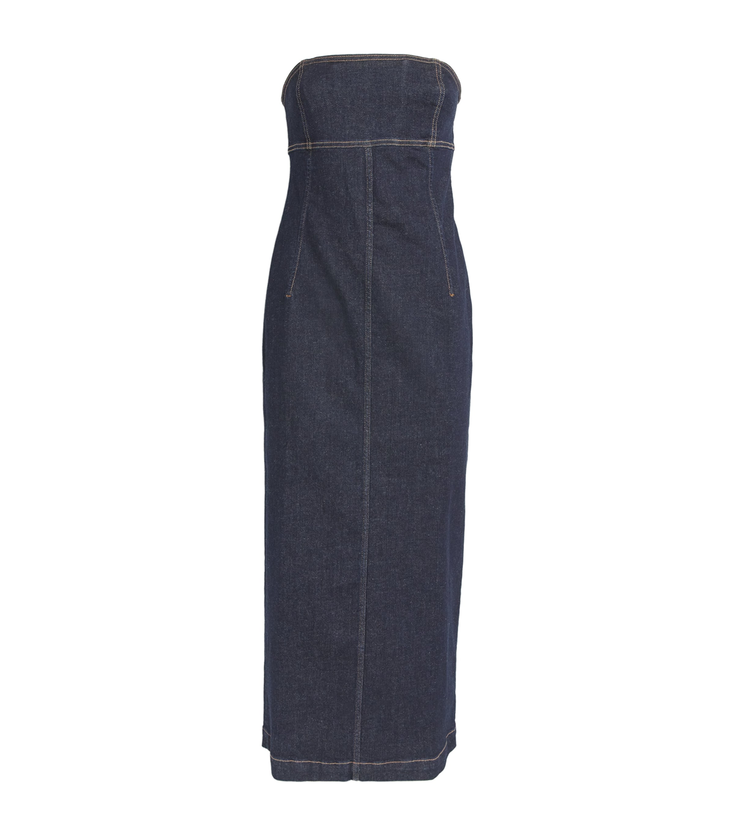 Weekend Max Mara Denim Bustier Midi Dress In Blue