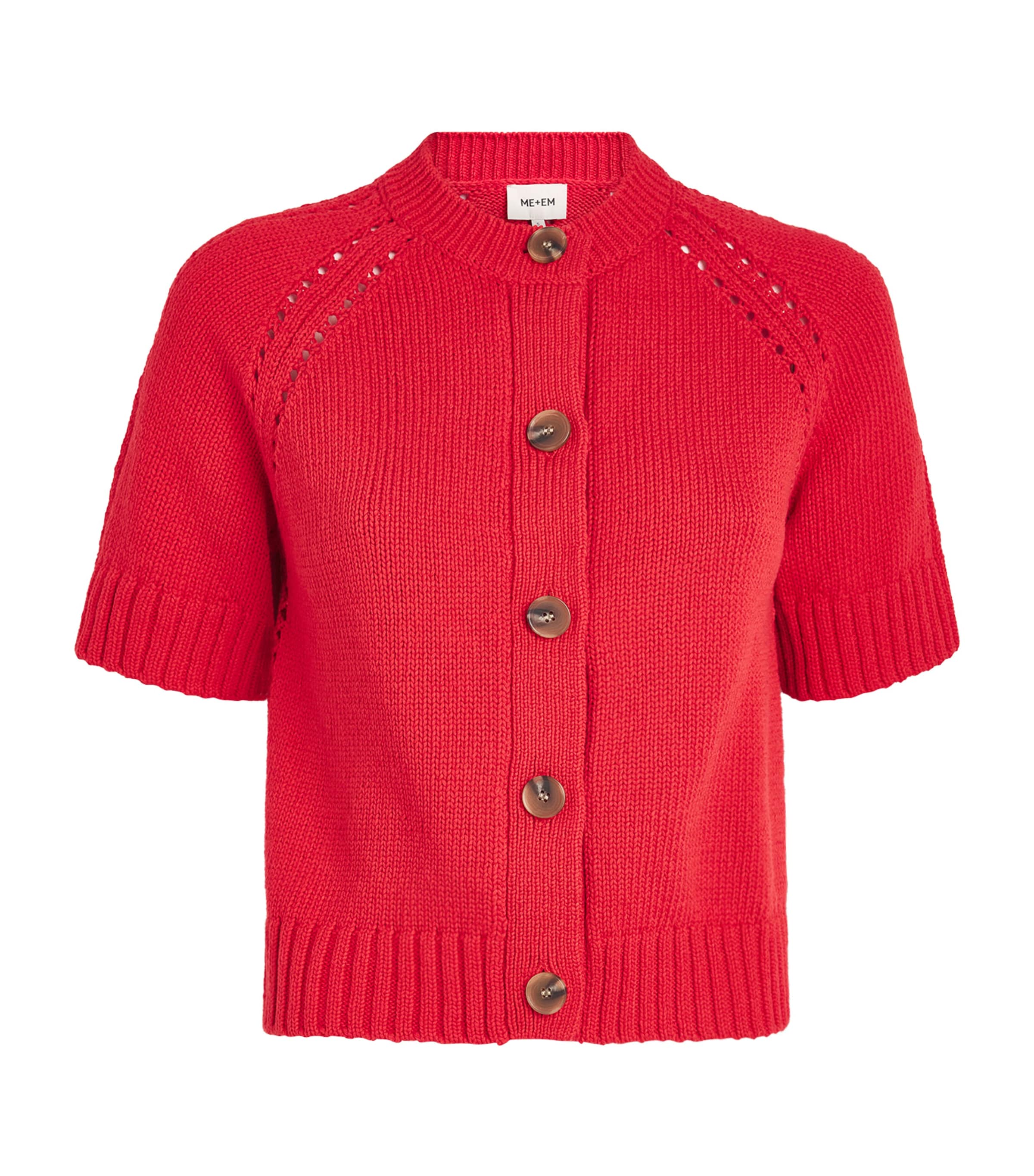 ME+EM Womens Organic Cotton Knit Top Lipstick Red Image 1
