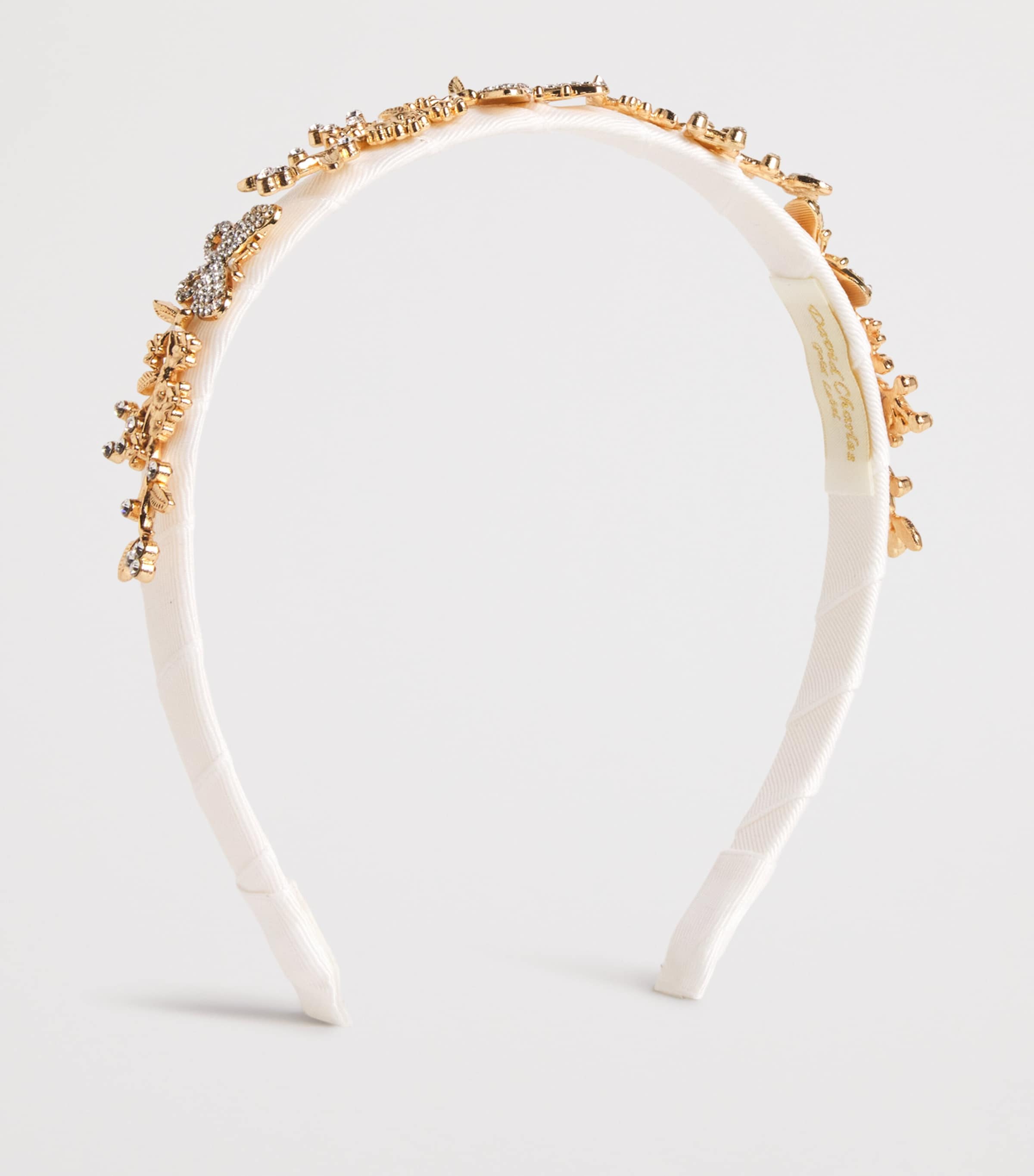 Crystal-Embellished Headband LM-IVORY WT GOLD TRM Image 2