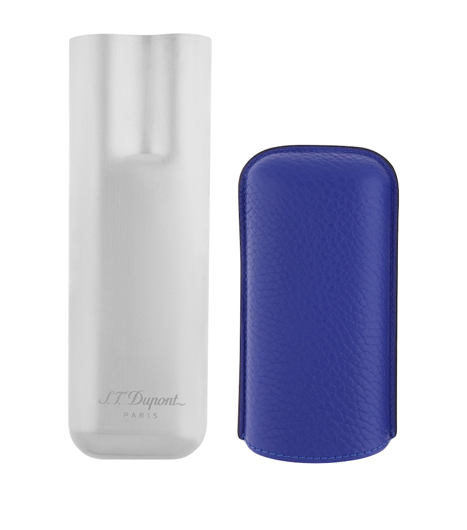 Calf Leather 2-Cigar Case BLUE Image 2