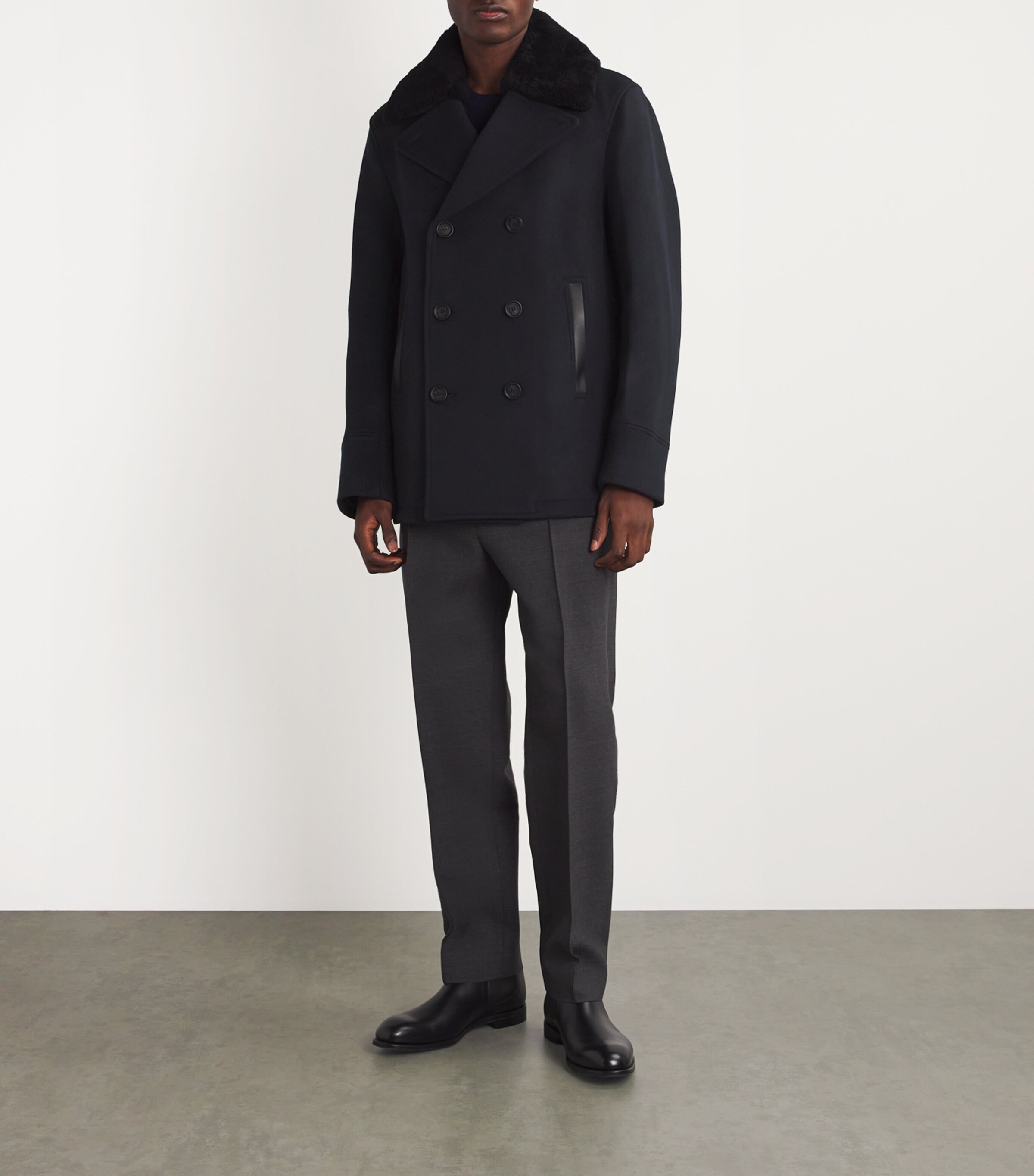 Wool Cole Pea Coat NAVY Image 2