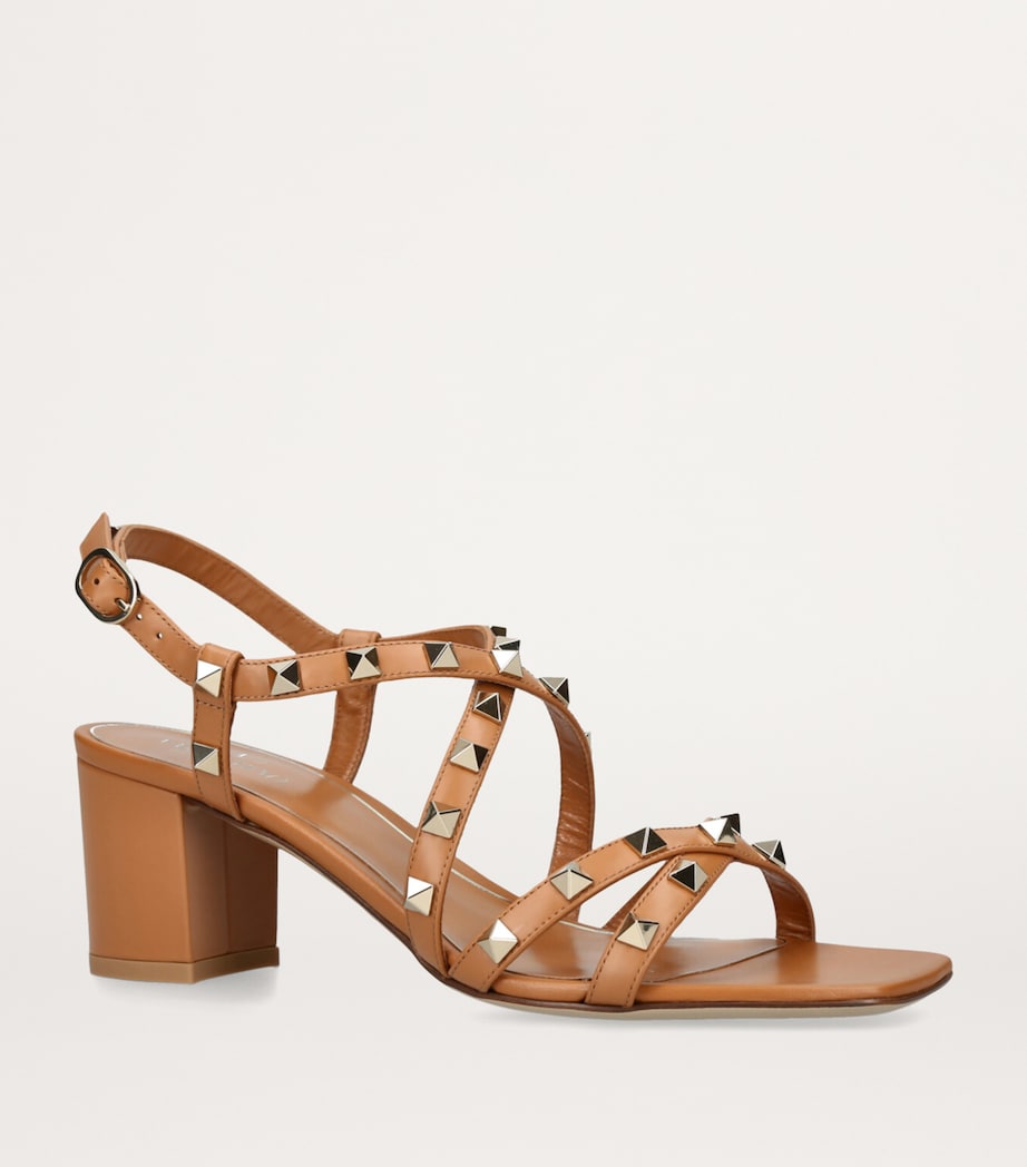 Leather Rockstud Sandals 60 BROWN Image 3