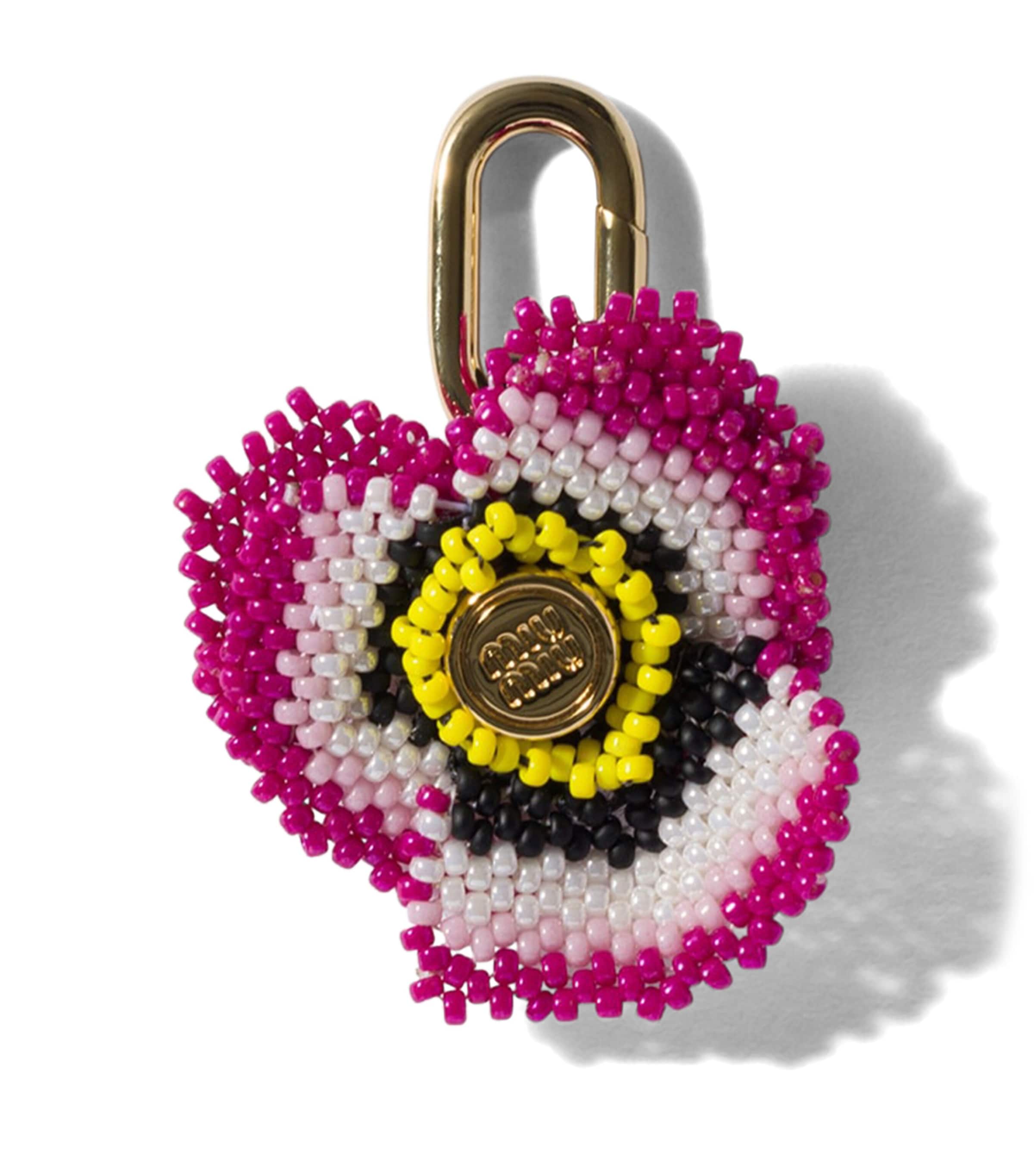 Miu Miu Beaded Flower Keyring Pink Image 1