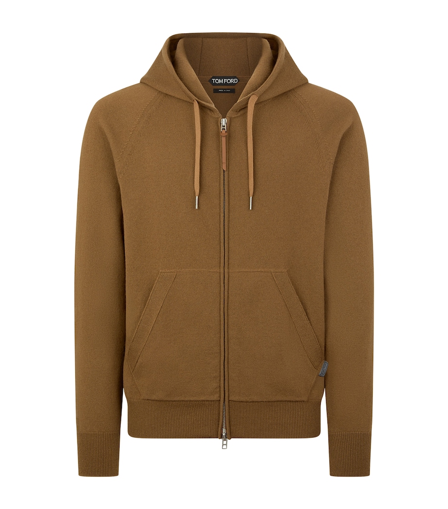 Cashmere-Wool Leather-Trim Hoodie EBN Image 1