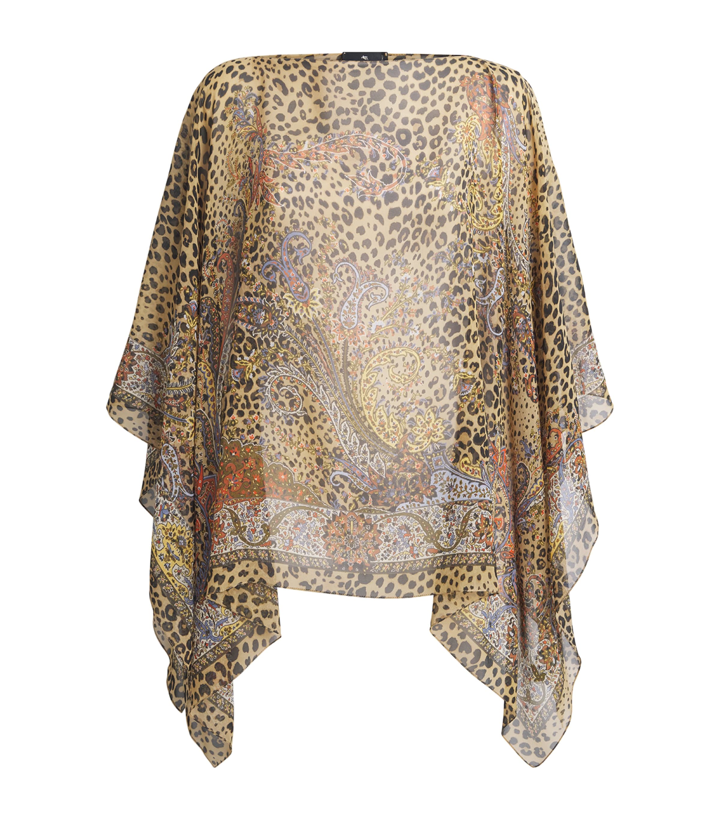 Silk Leopard Boat-Neck Blouse X0826 Image 1