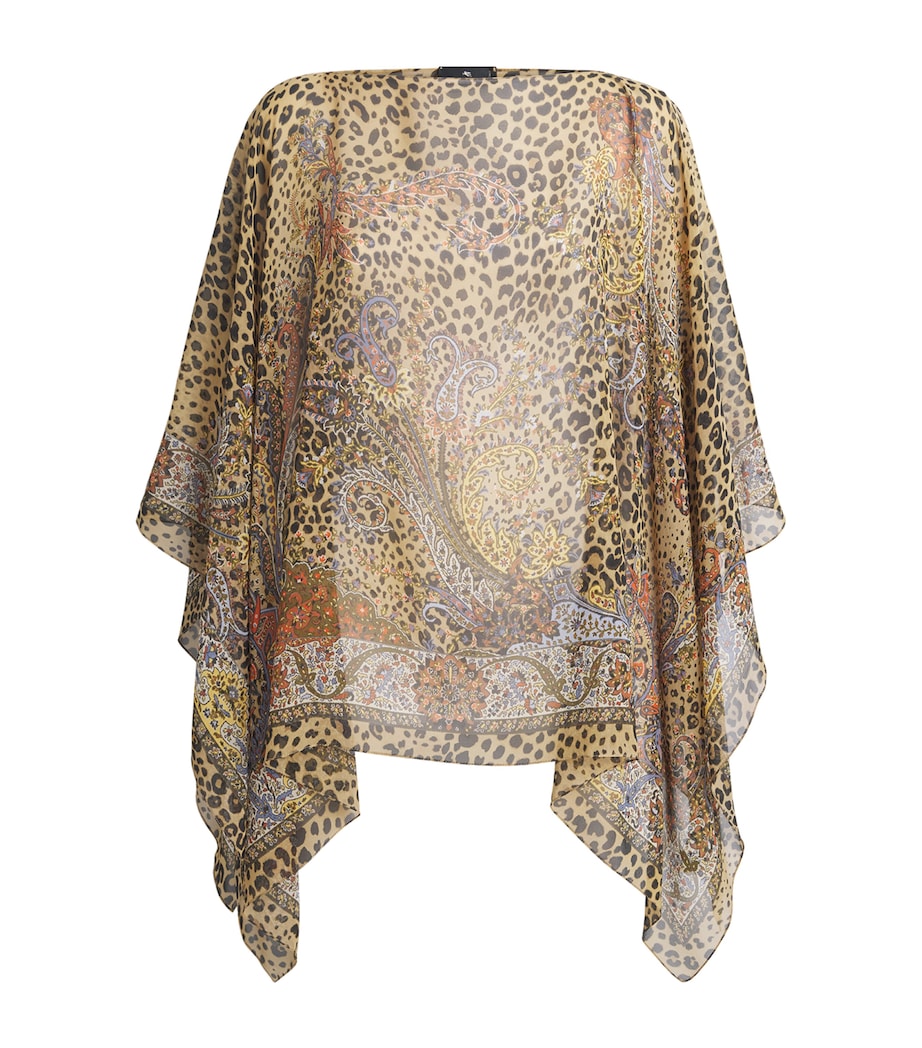 Silk Leopard Boat-Neck Blouse X0826 Image 1