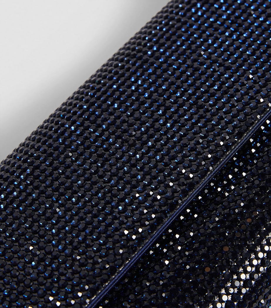 Satin Crystal-Embellished Perry Clutch Bag SMNVY-SILVER NAVY Image 3