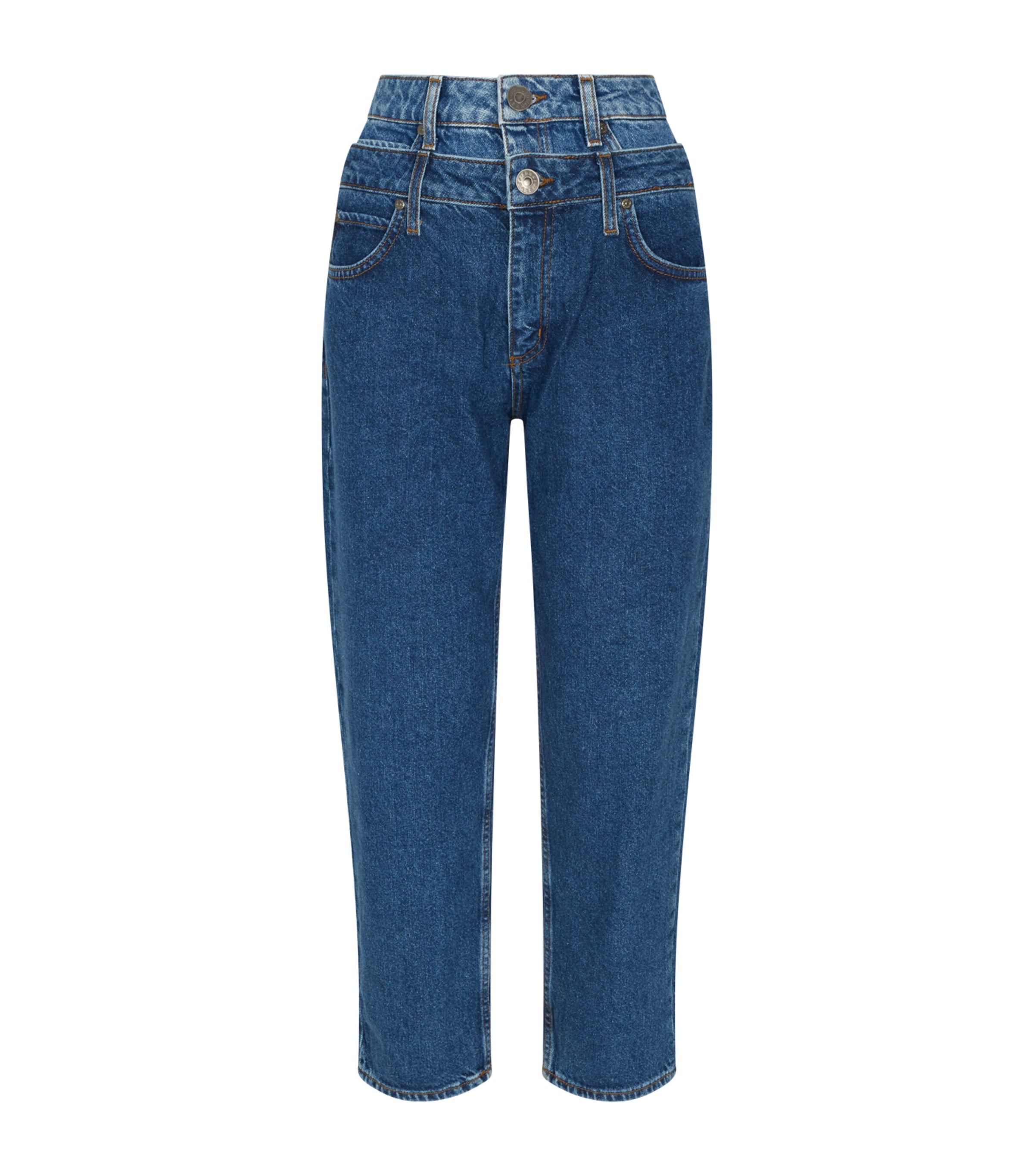 Sandro Double Waistband Boyfriend Jeans In Blue