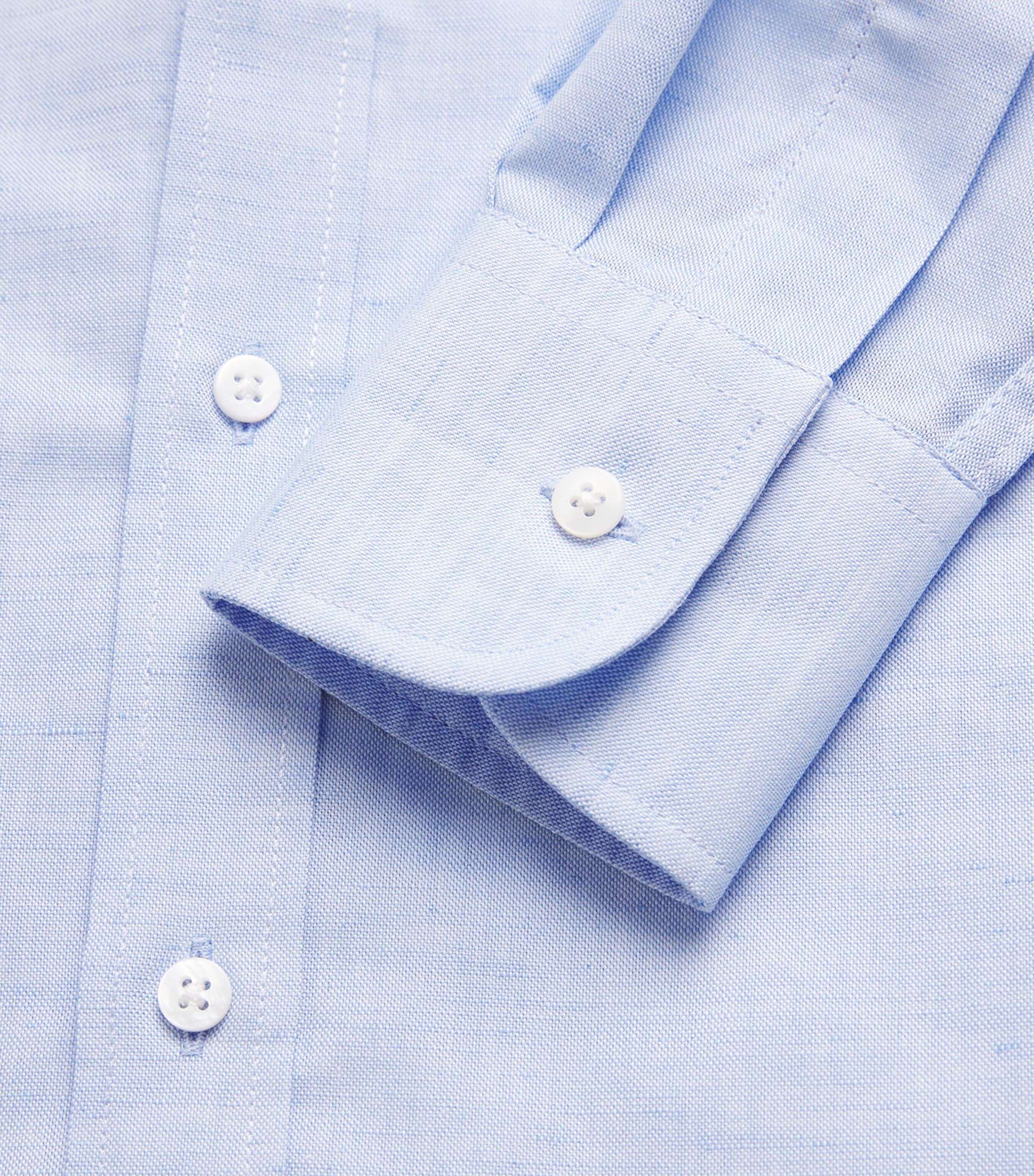 With Nothing Underneath Womens Linen-Cotton Weave The Boyfriend Shirt Celeste Blue Image 5