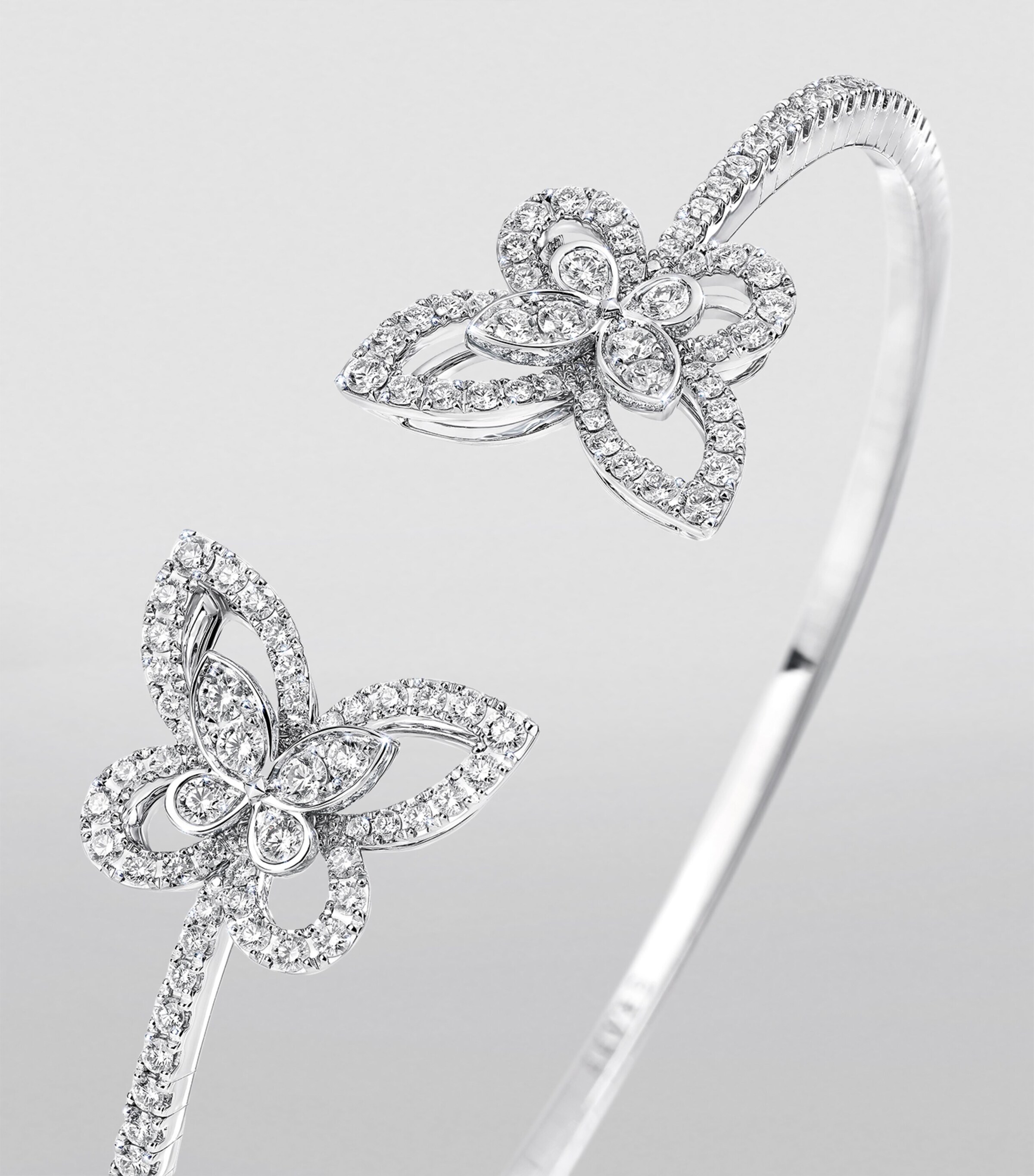 White Gold and Diamond Butterfly Bangle WHITE GOLD Image 3