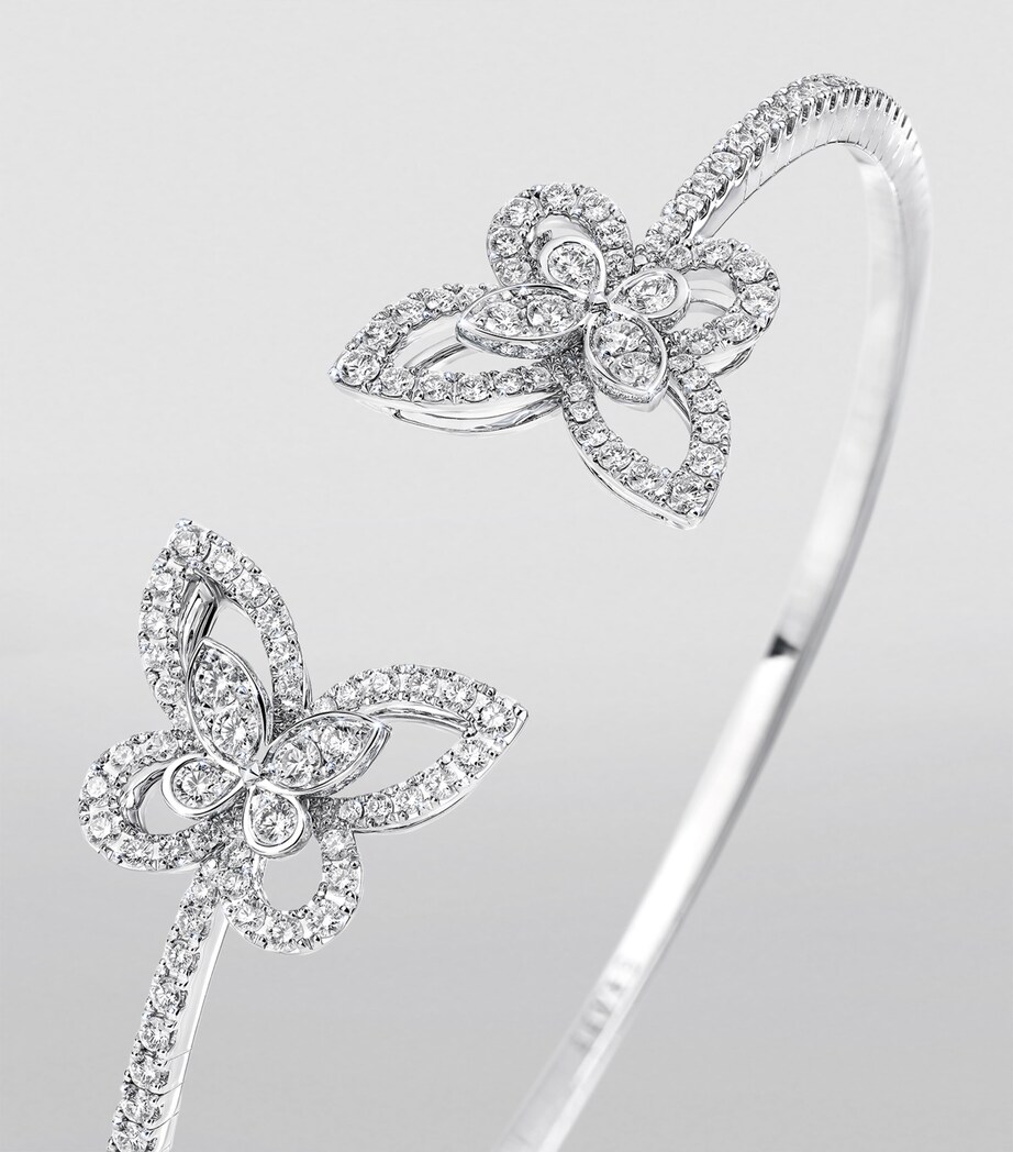White Gold and Diamond Butterfly Bangle WHITE GOLD Image 3