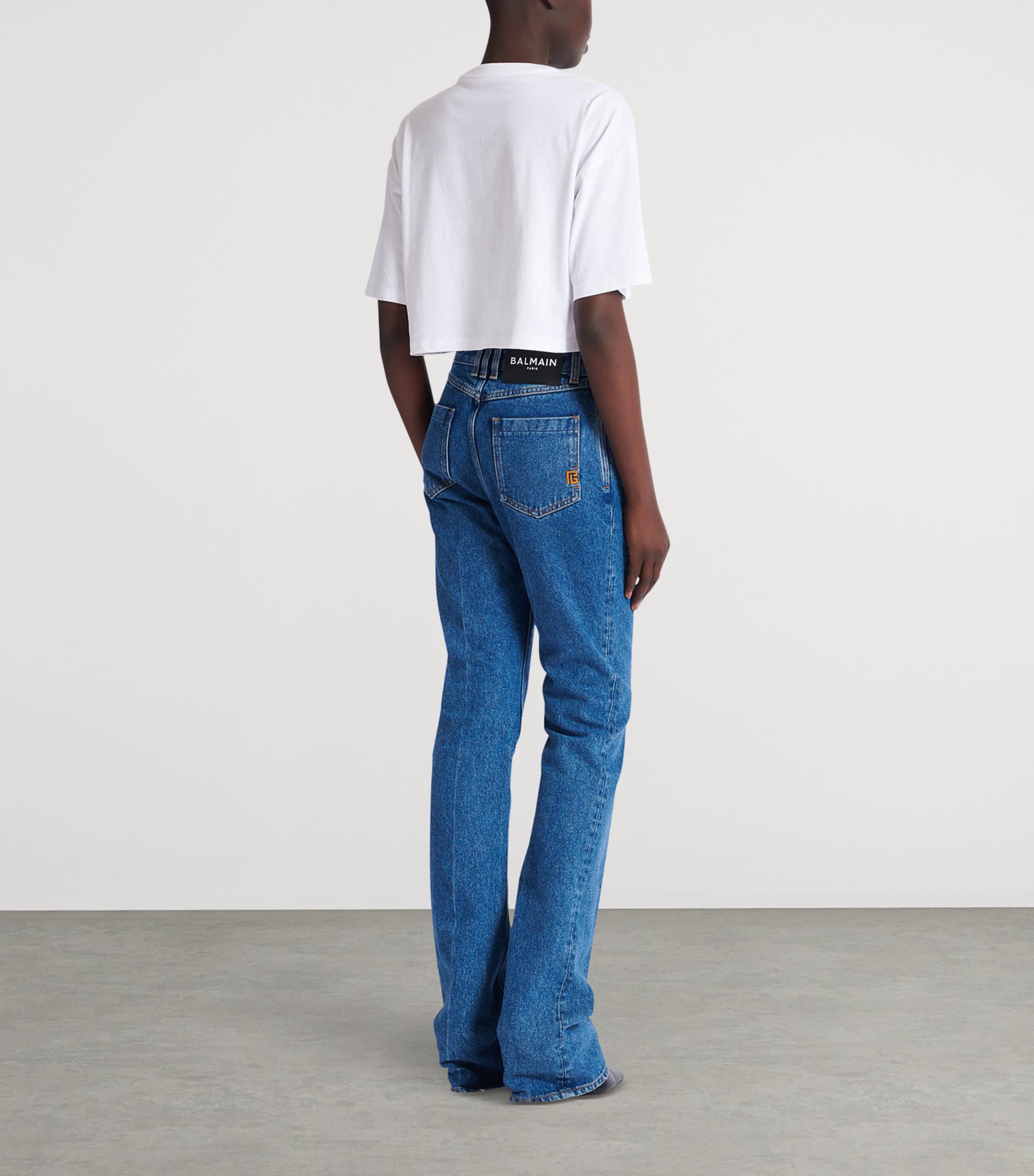 Balmain Womens Elongated Straight Jeans Bleu Jean Fonce Image 7