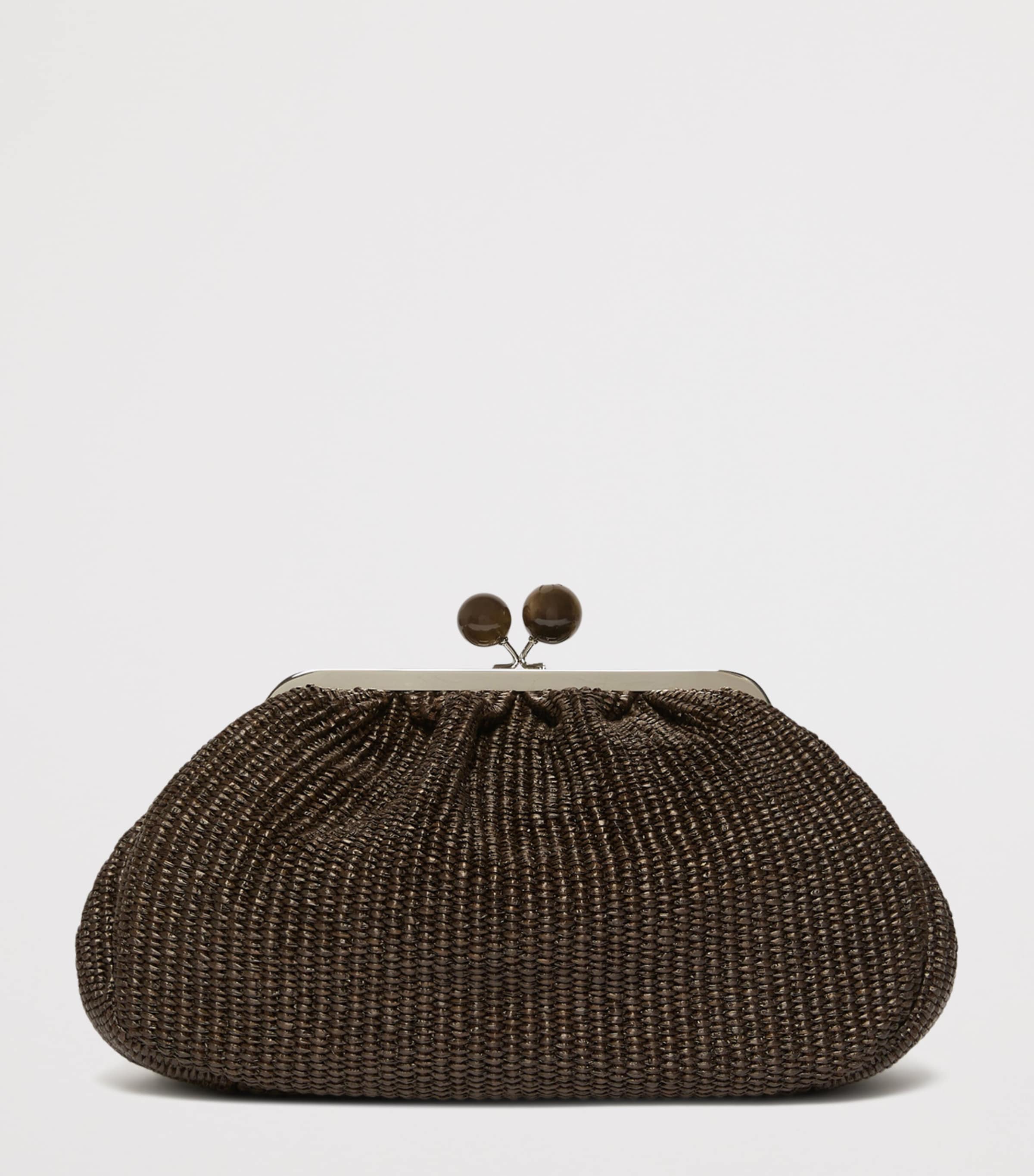 Weekend Max Mara Woven Pasticcino Clutch Bag Dark Brown Image 3