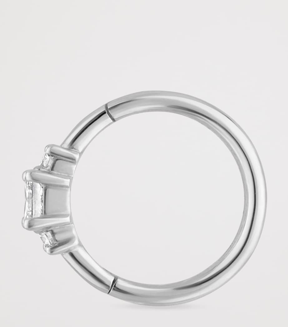 Diamond Princess Single Hoop Earring (8mm) WHITE GOLD Image 2