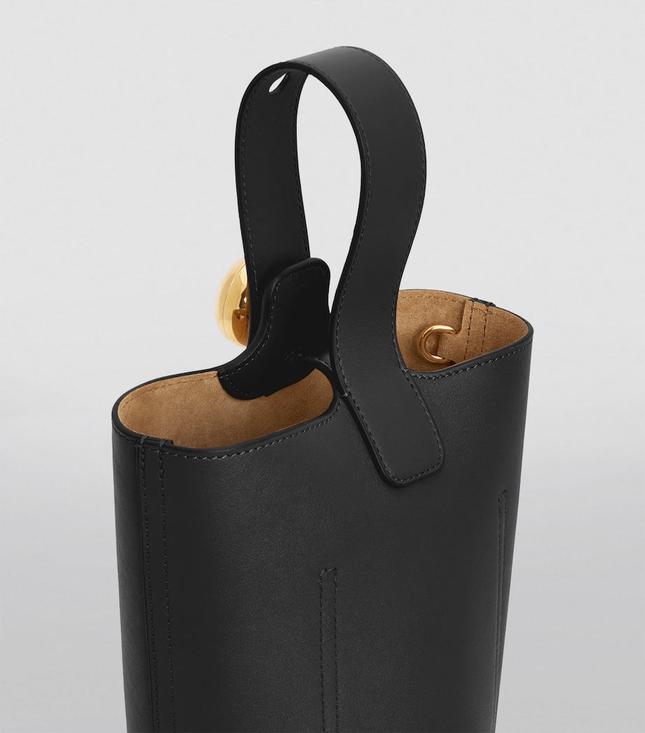 Mini Leather Pebble Bucket Bag BLACK Image 2