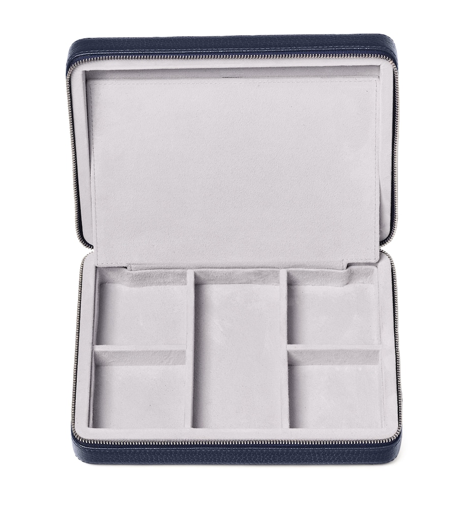 Large Leather Travel Jewellery Case NAVY Image 4